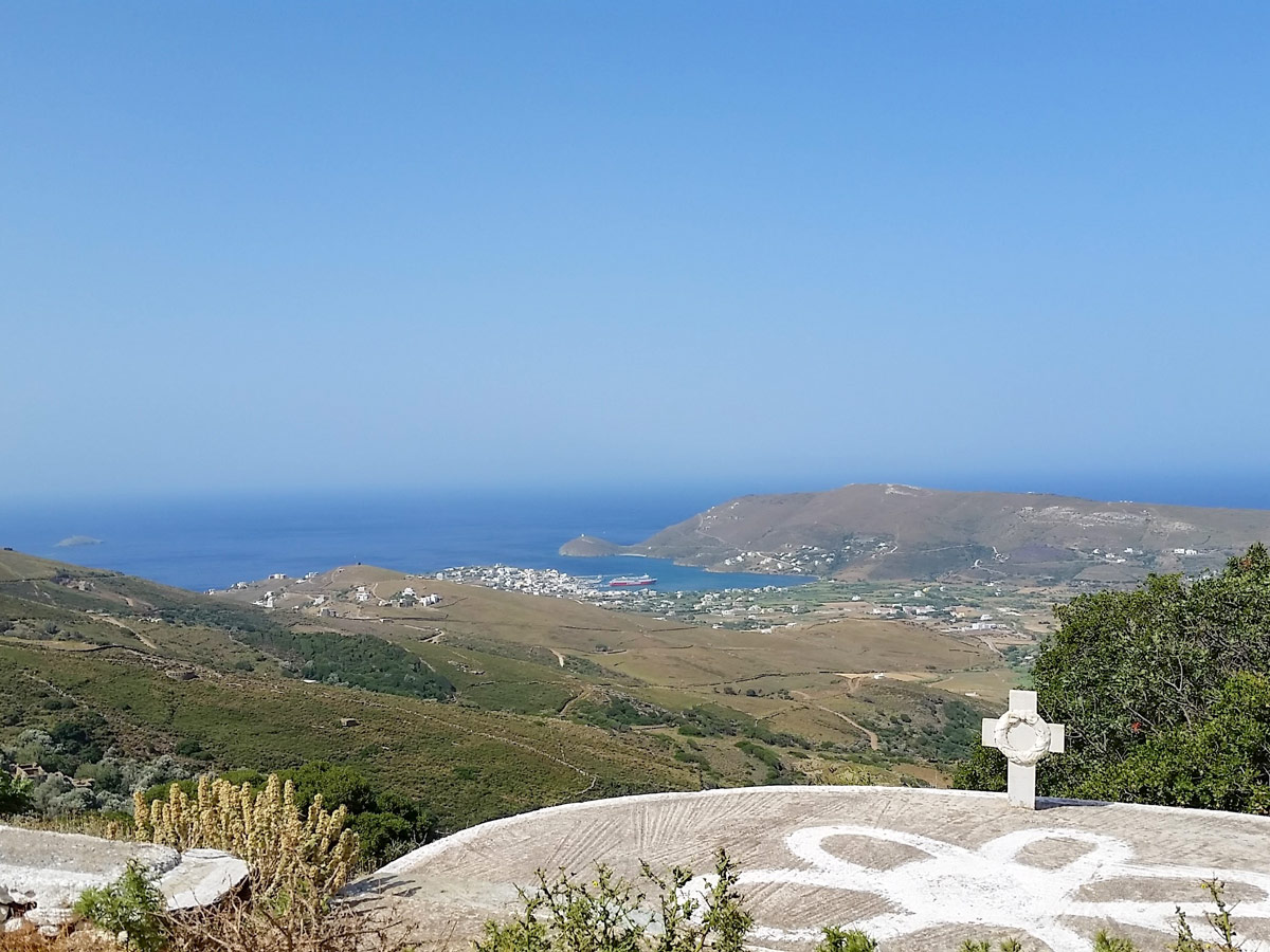 View on Gavrio lookout deck andros tinos walking exploring Greece
