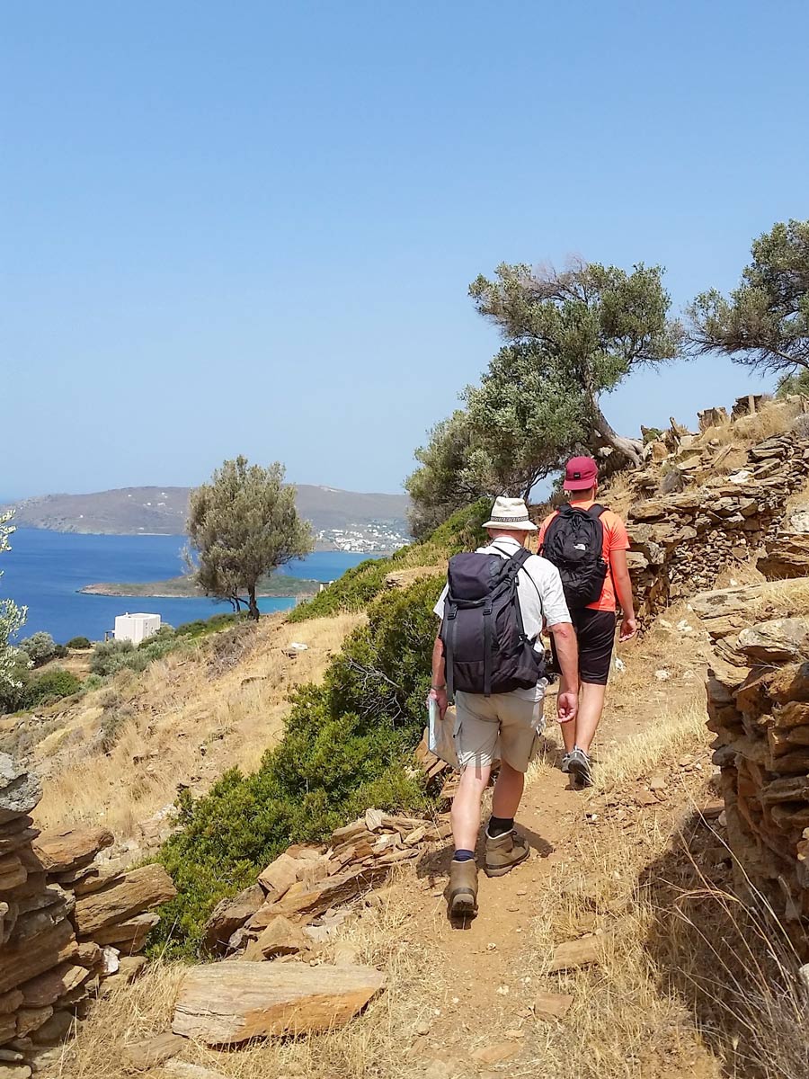 Walk from Batsi to Gavrio andros tinos walking exploring Greece