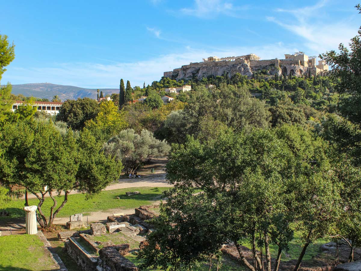 Ruins above gardens exploring Athens Kea Greece adventure tour