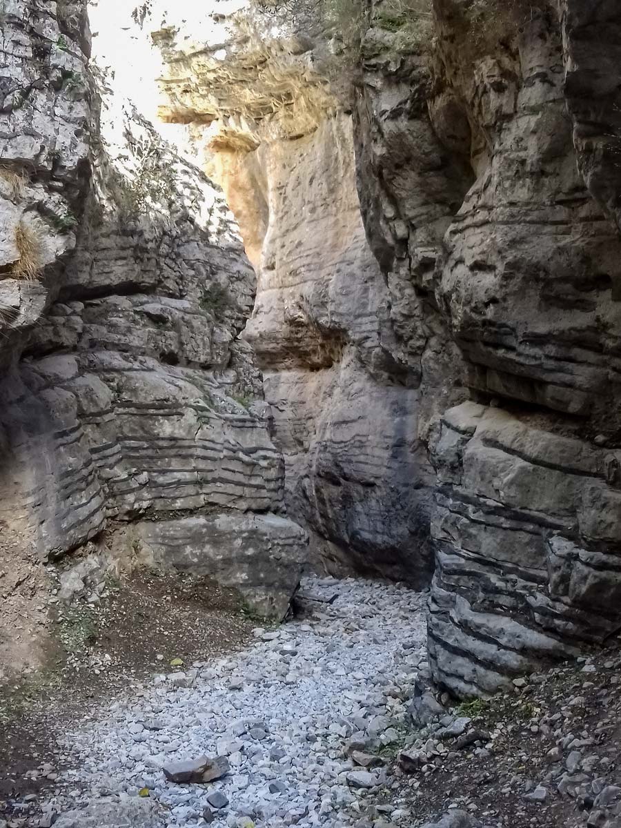 Narrow part of the gorge hiking Crete Greece coastline adventure tour