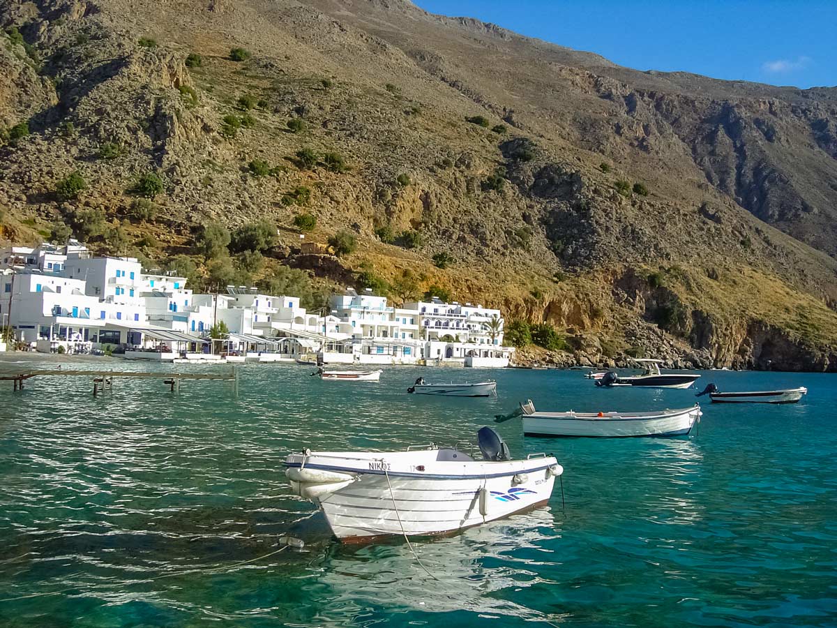 Cove harbour aqua mediterranean sea Crete Greece west adventure walking tour