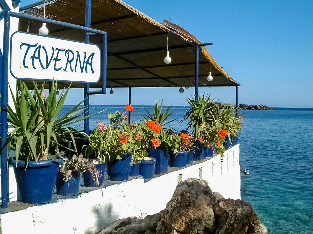Tavern in Loutro Crete Greece west adventure walking tour