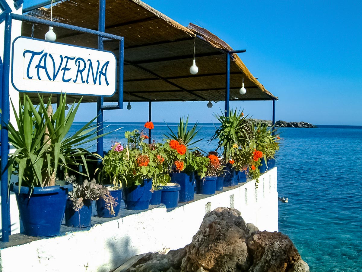 Tavern in Loutro family adventure tour Crete Greece