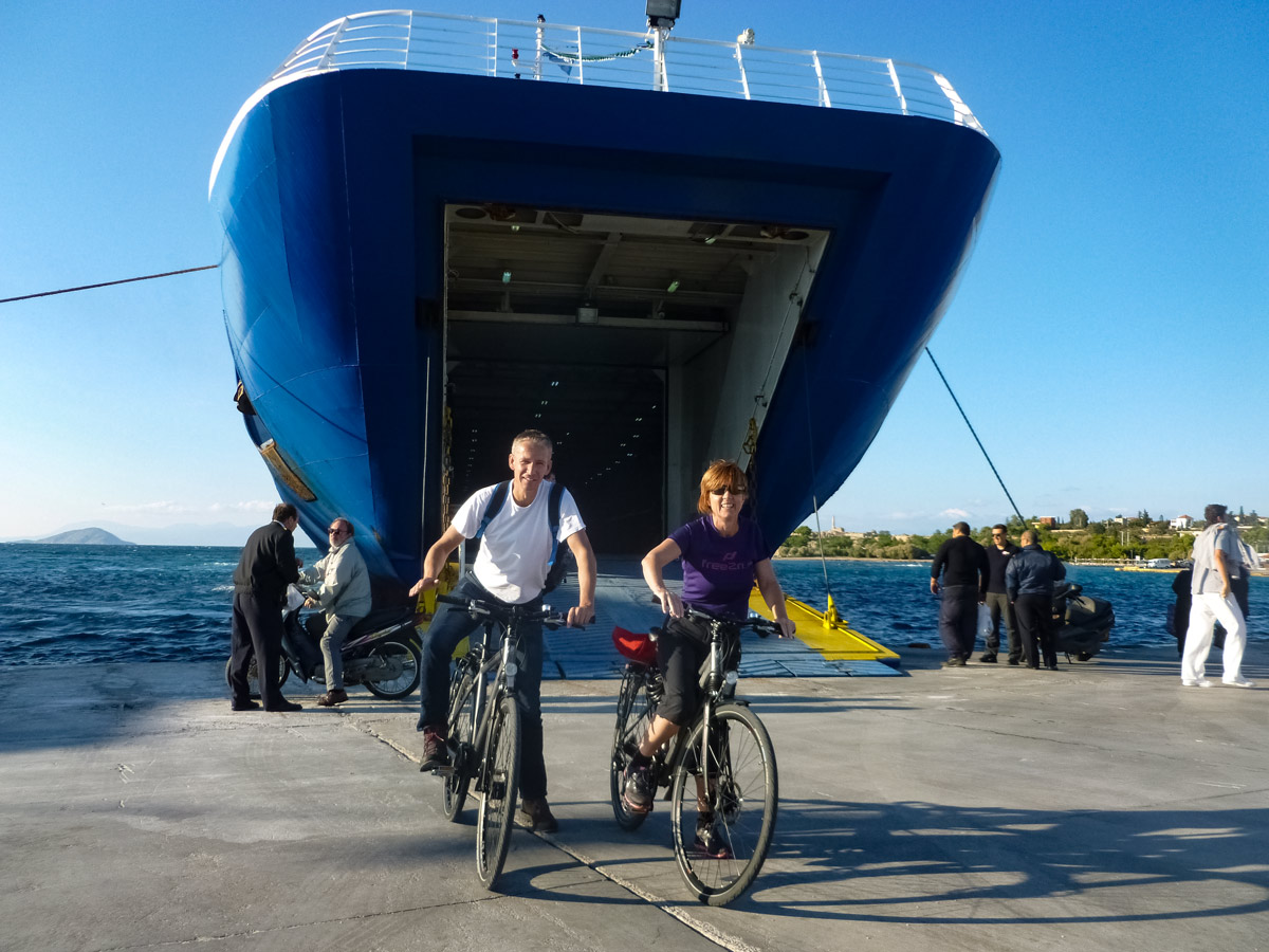 Ferry cyclists Cycling tour Athens Poros Egina Greece