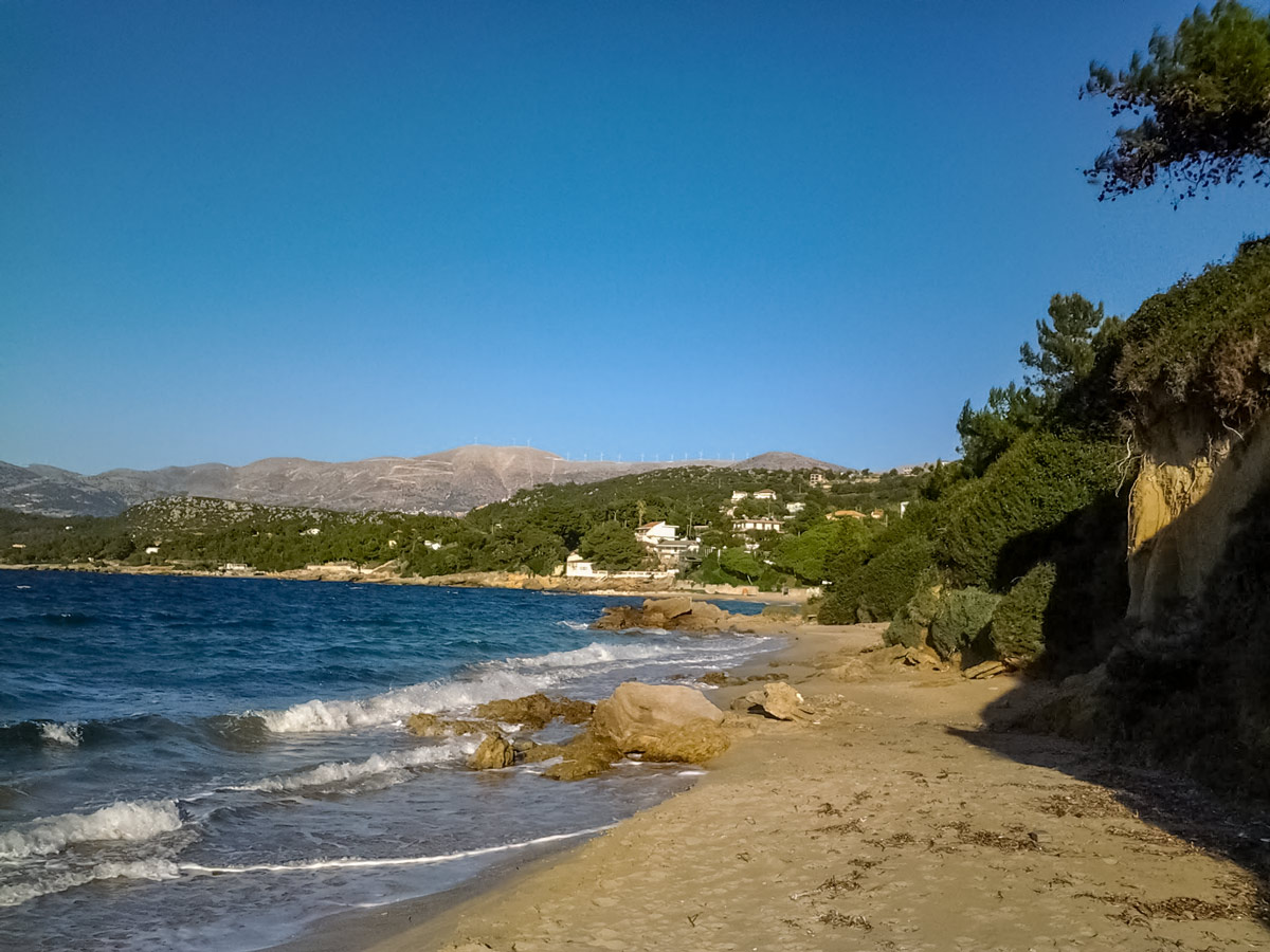 Mediterranean waves on the shore cycling tour Greece Kefalonia