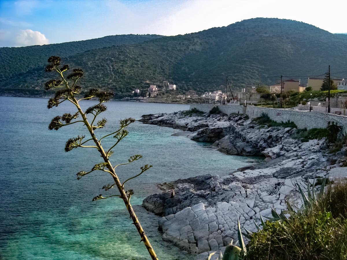 Mediterranean coast walking biking path Greece Kefalonia