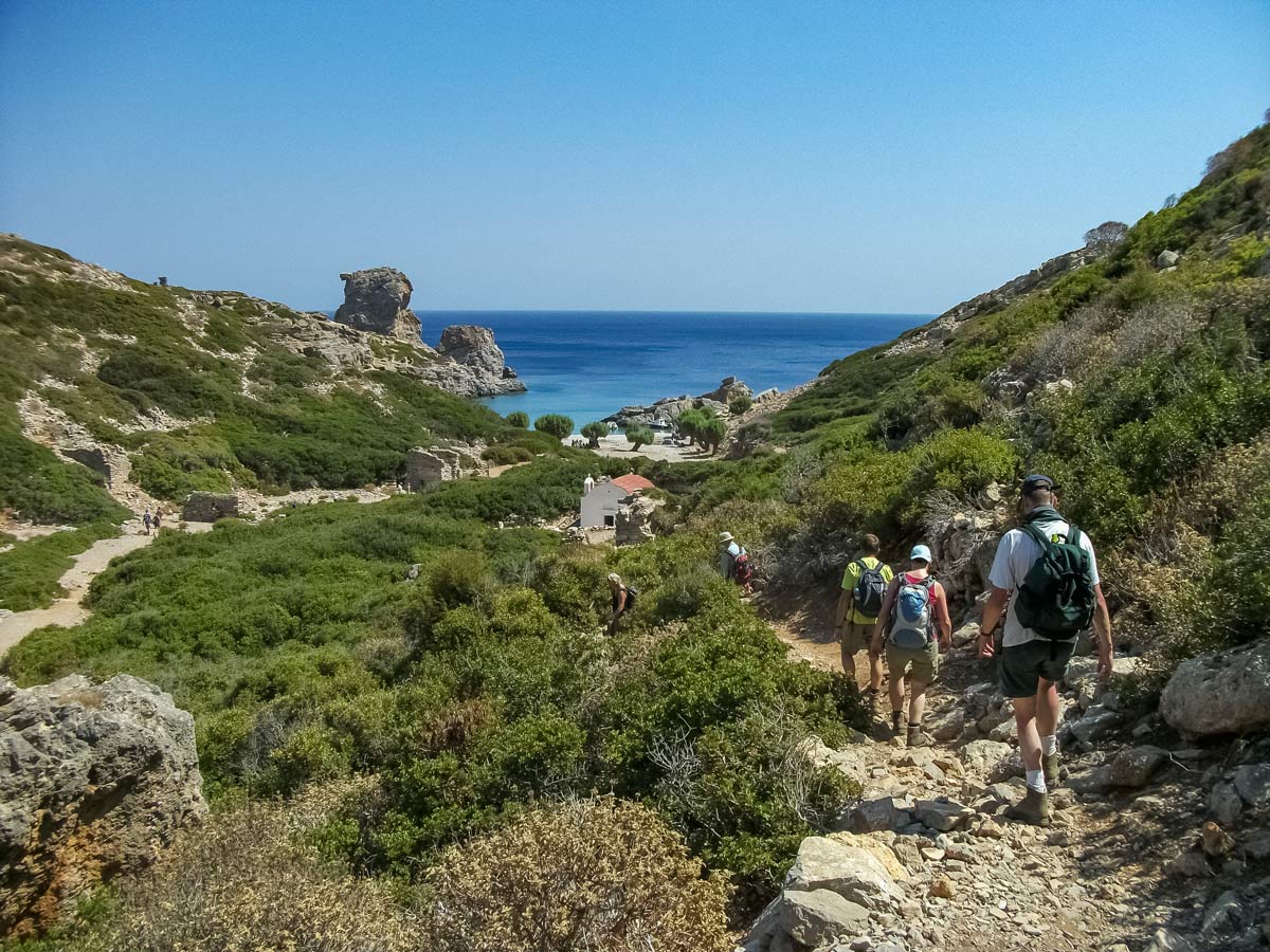 Trekking to mediterranean sea walking hiking tour Karpathos Greece