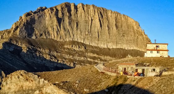 Sunet on rocks peaks hiking Mount Olympos trekking adventure northern Greece
