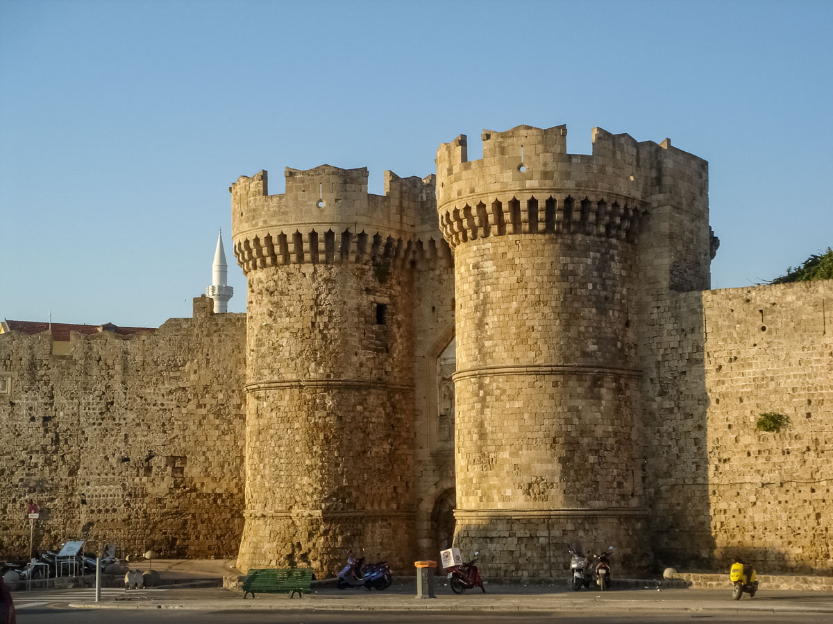 Rhodos Stad castle towers biking cycling tour Rhodes Greece