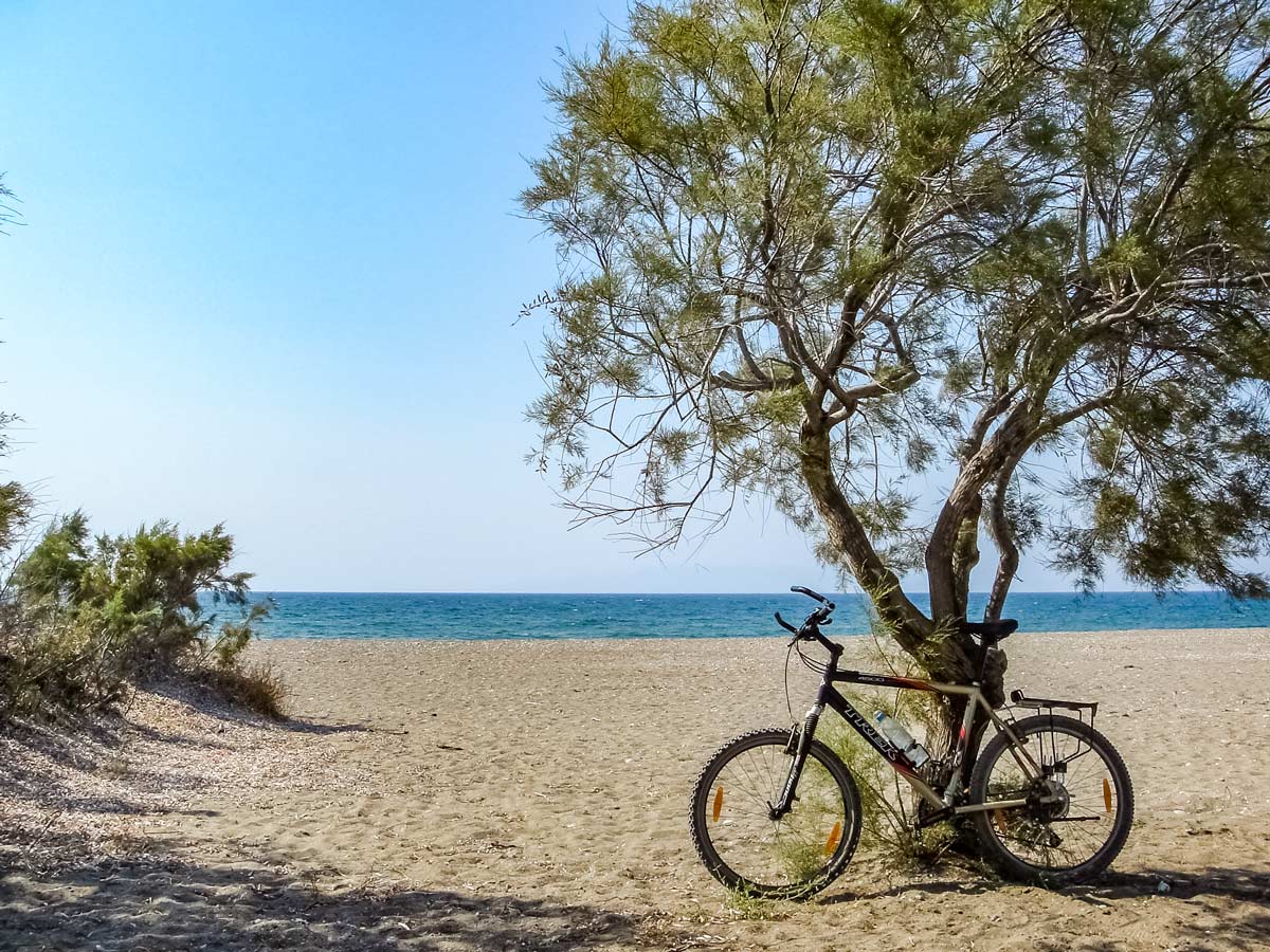 Beautiful beach bike biking cycling tour Rhodes Greece