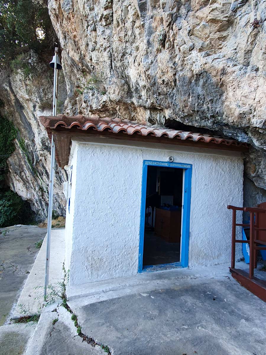 Hidden cave building exploring Samos Island Greece walking tour