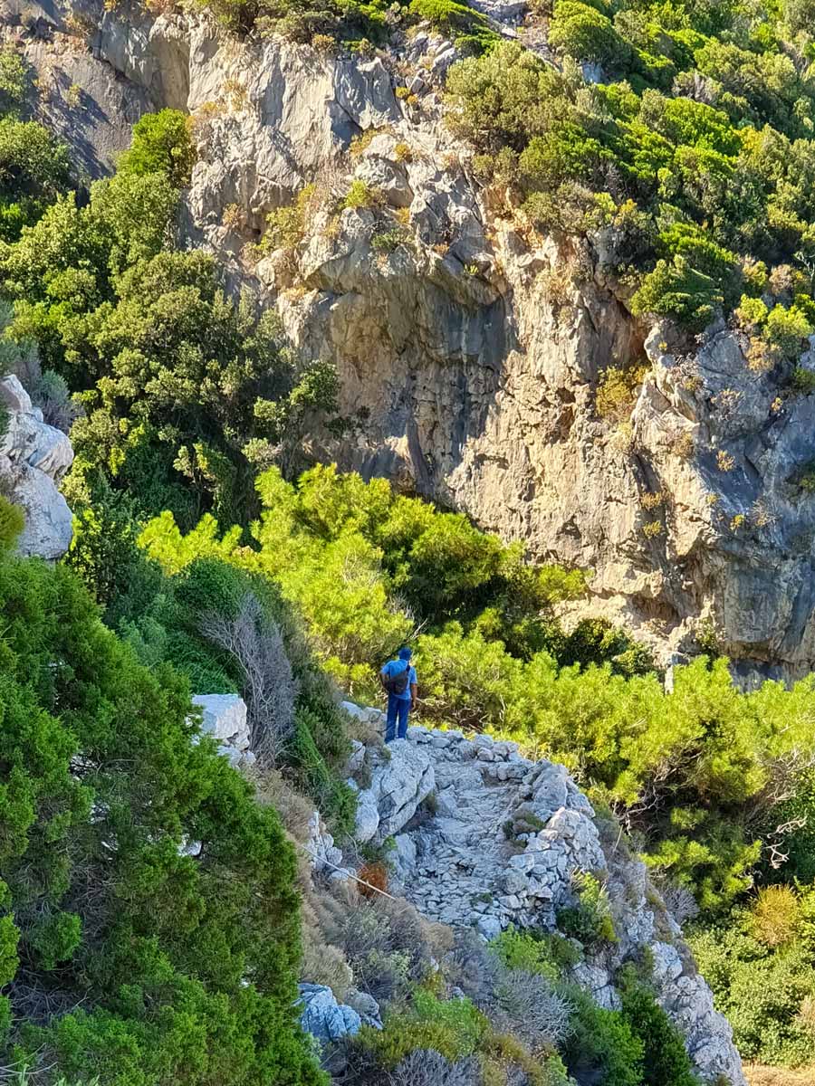 Hiking mountains rock cliffs Samos Island Greece walking tour
