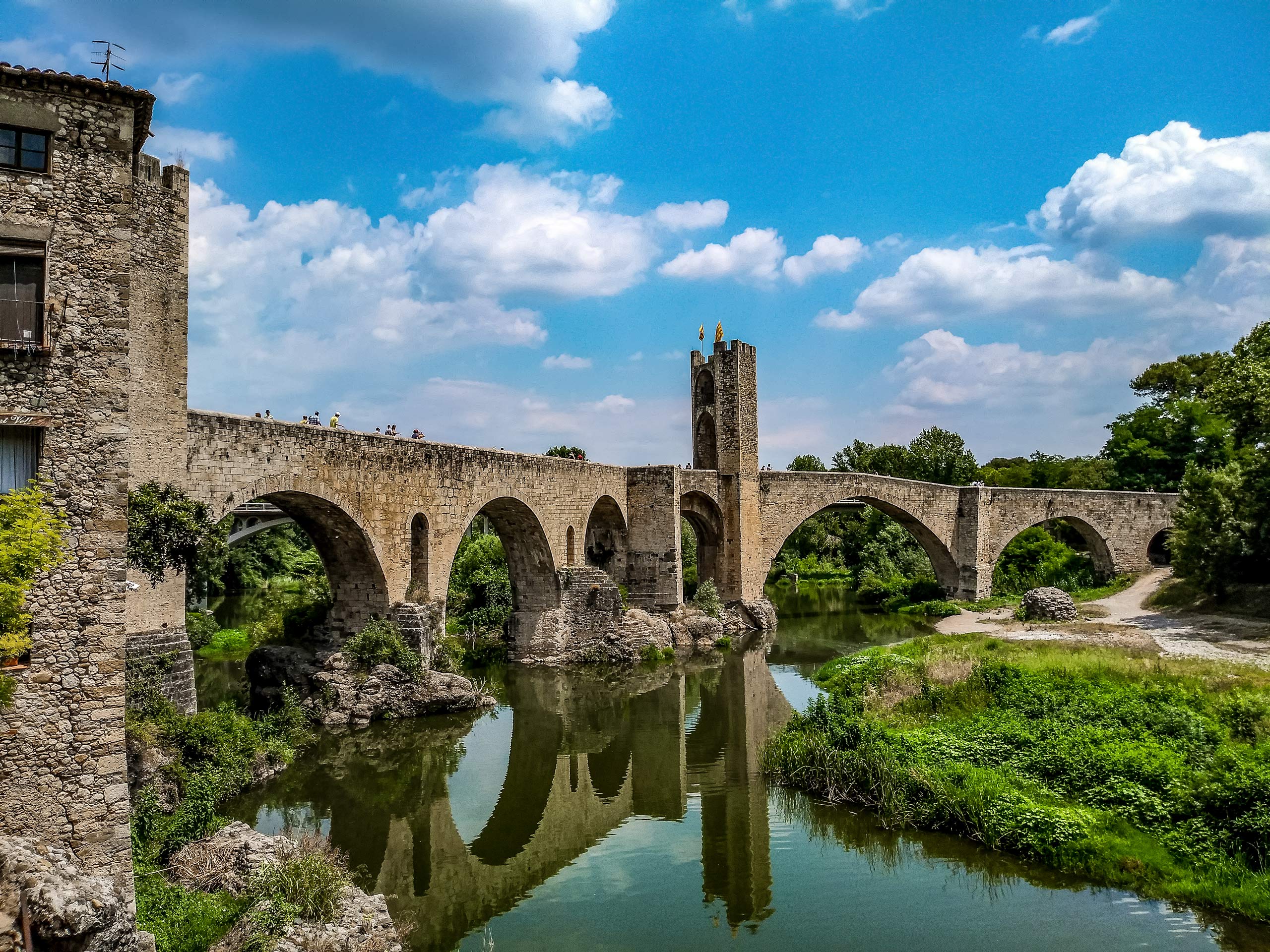 Historic stone bridge Besalu Catalonia