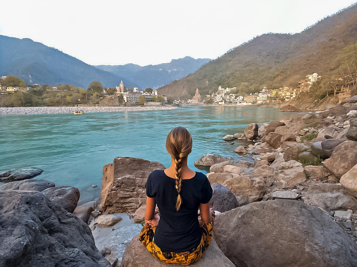 Yoga in Rishikesh meditation Golden Triangle Himalayas India