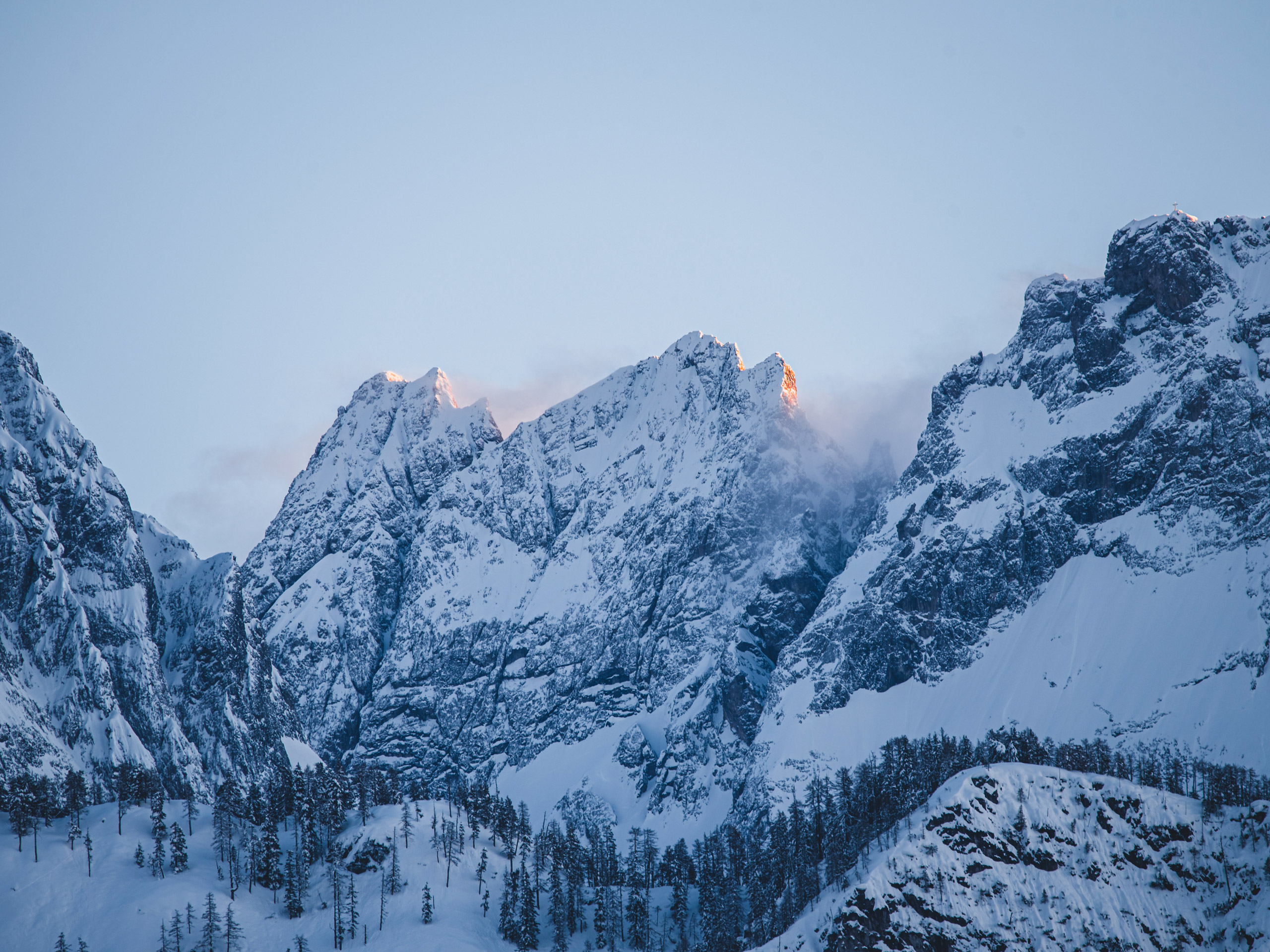 Italy the snowbound mountain range