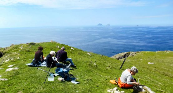 Tourists group rest on the Mountain