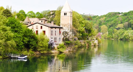 Old church over the beautiful river