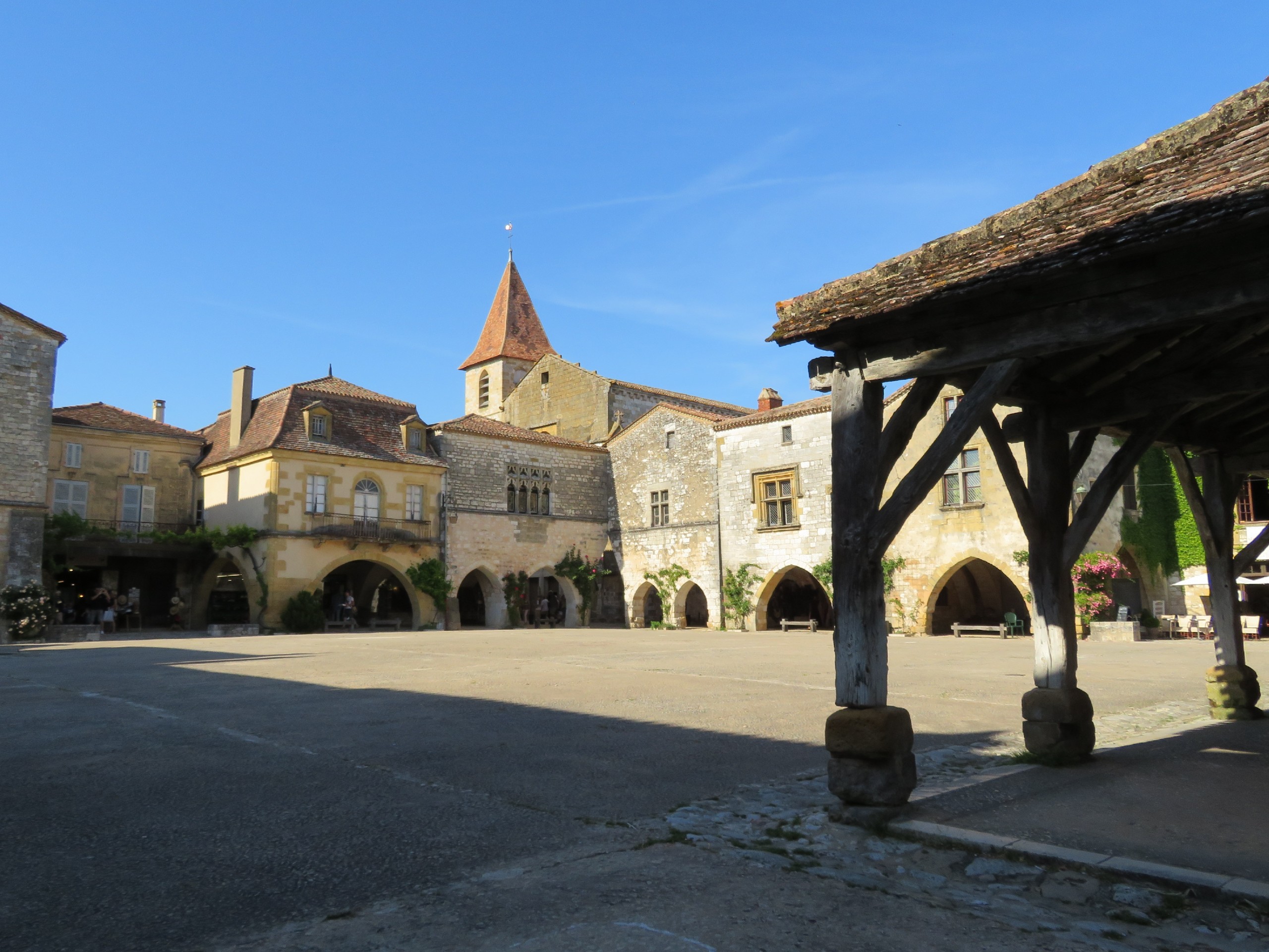 Beautiful town of Monpazier as seen on self guided tour