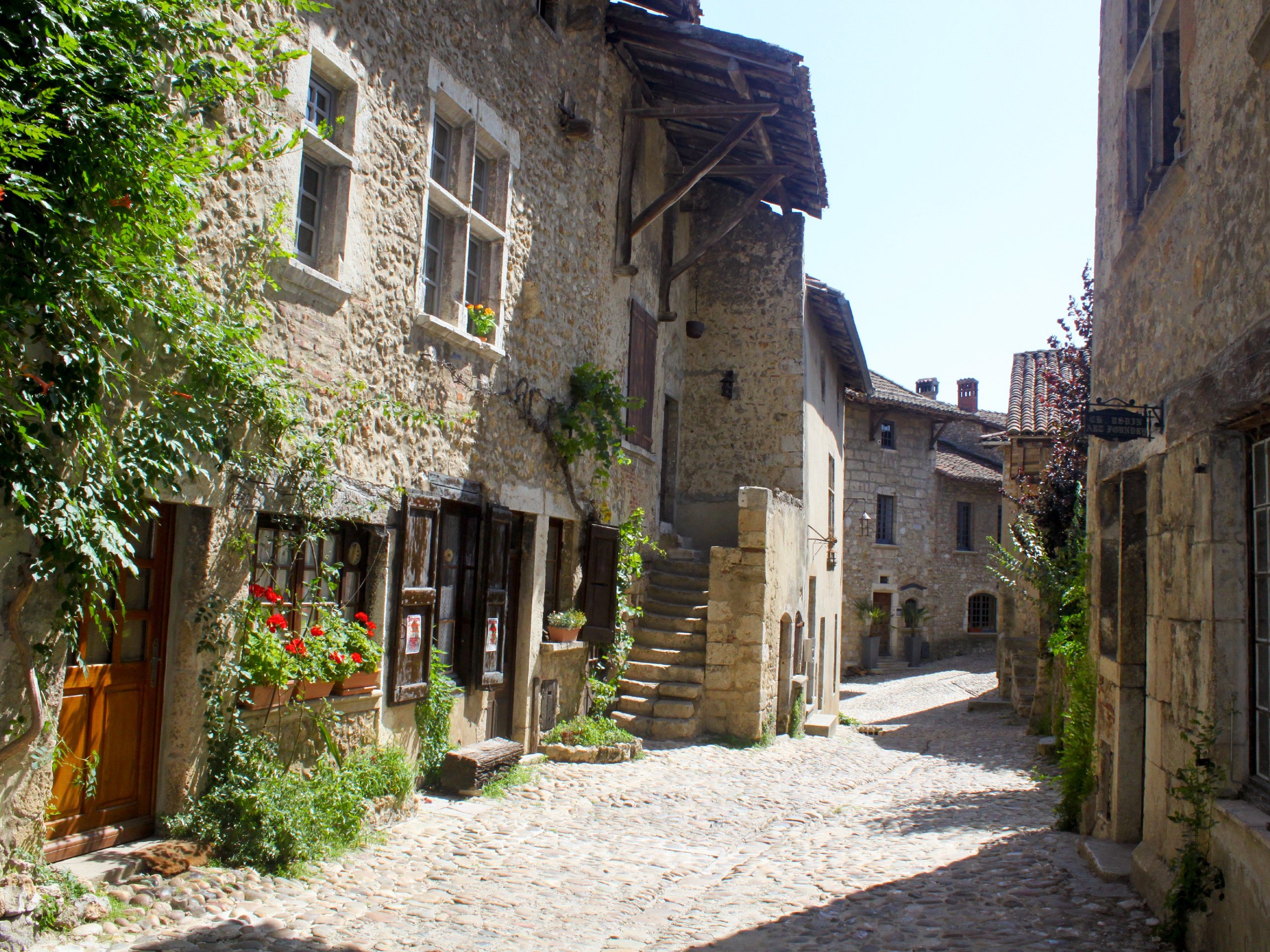 Typical French town seen on self-guided biking tour from Geneva to Lyon