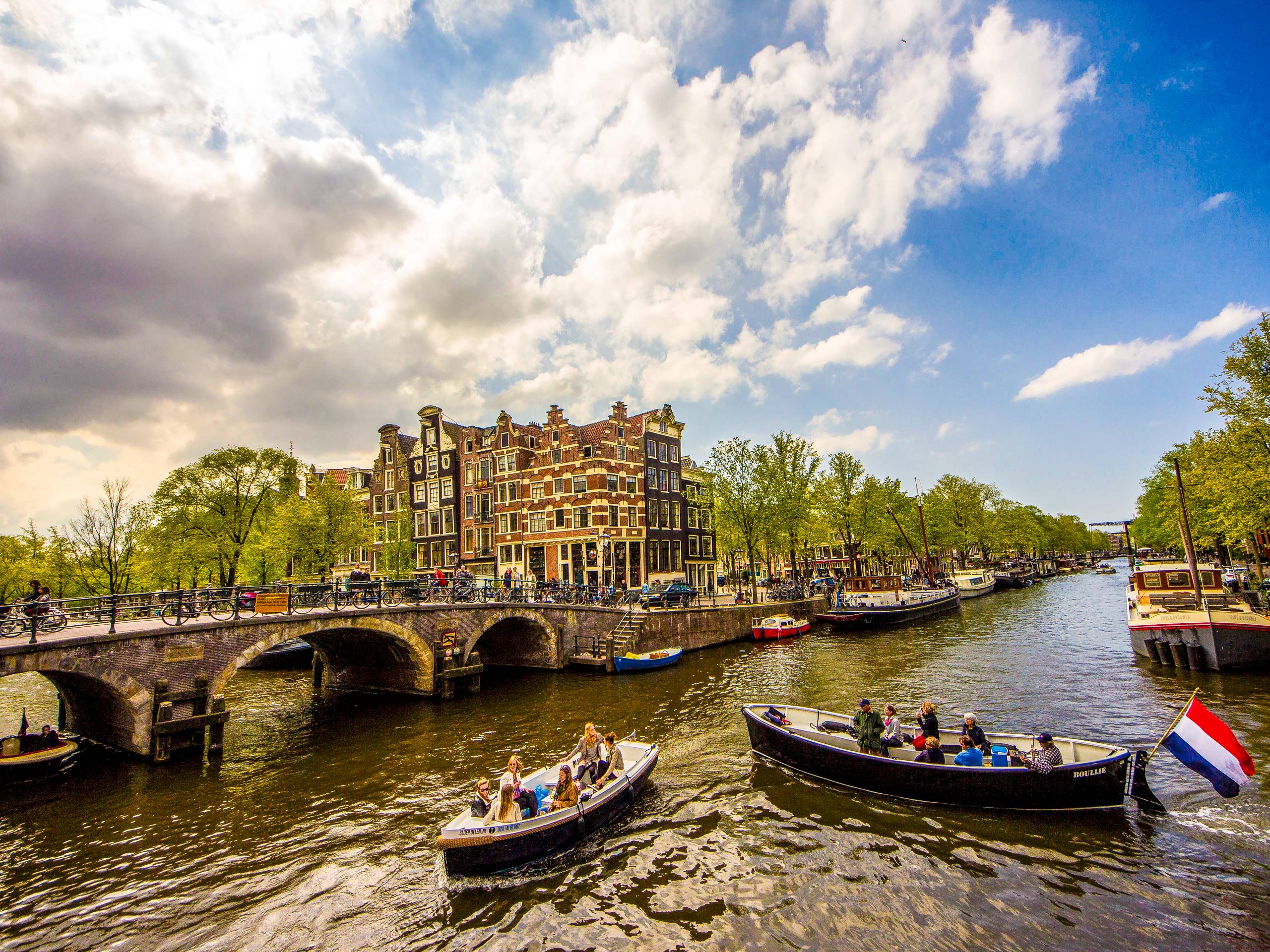 Amsterdam boats in the canal