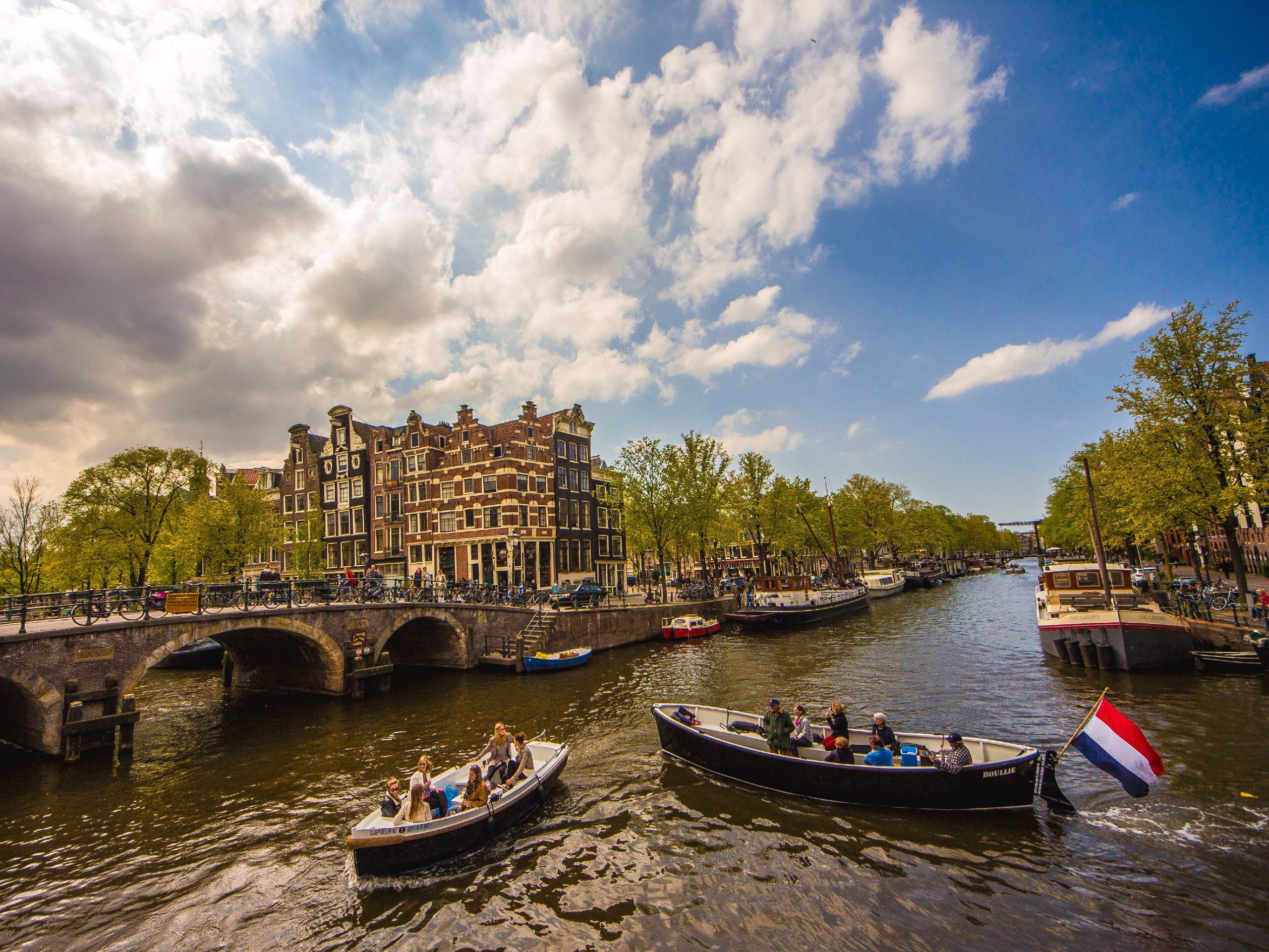 Amsterdam boats in the canal