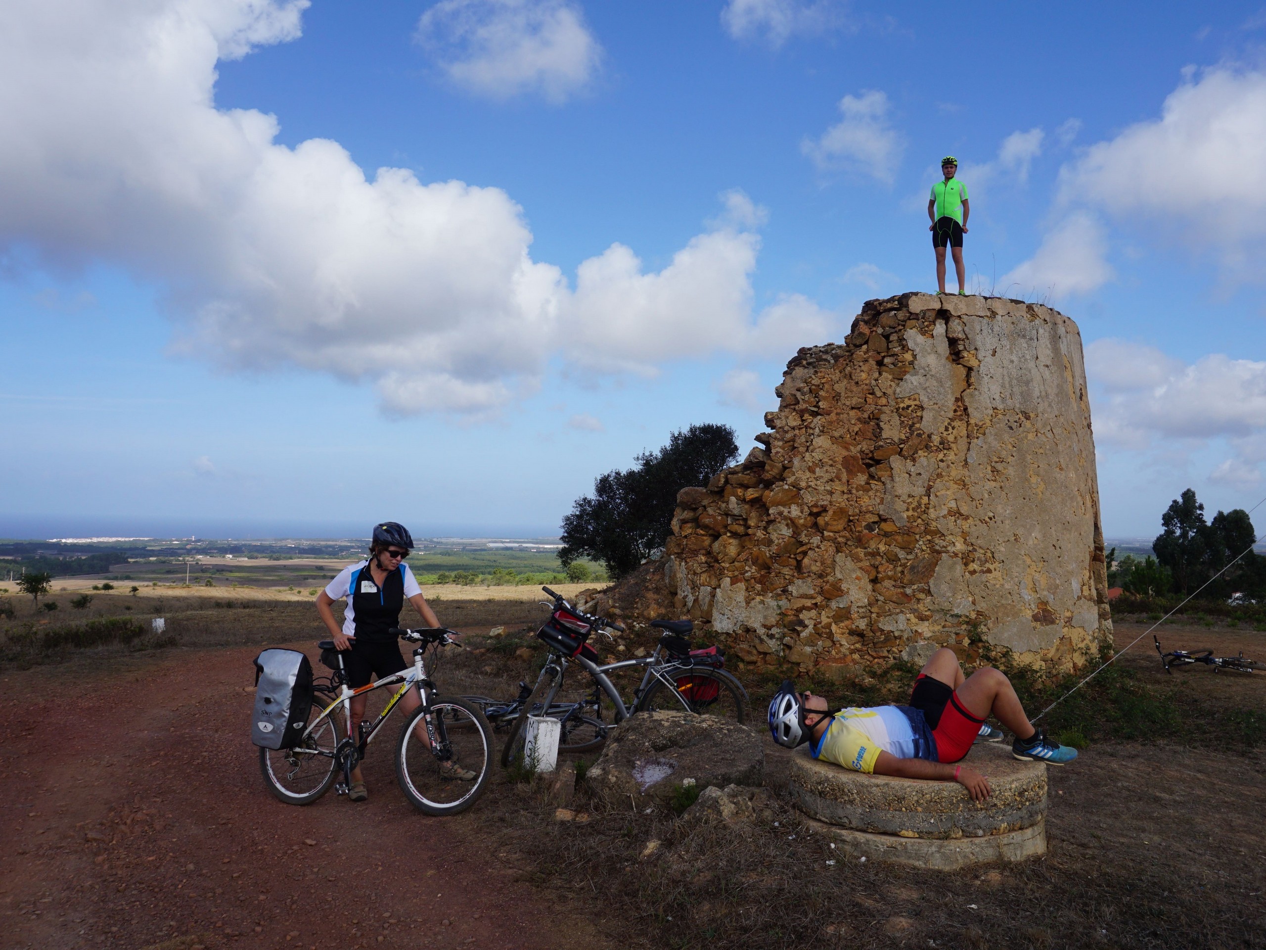 Bikers resting along the cycling route in Portugal