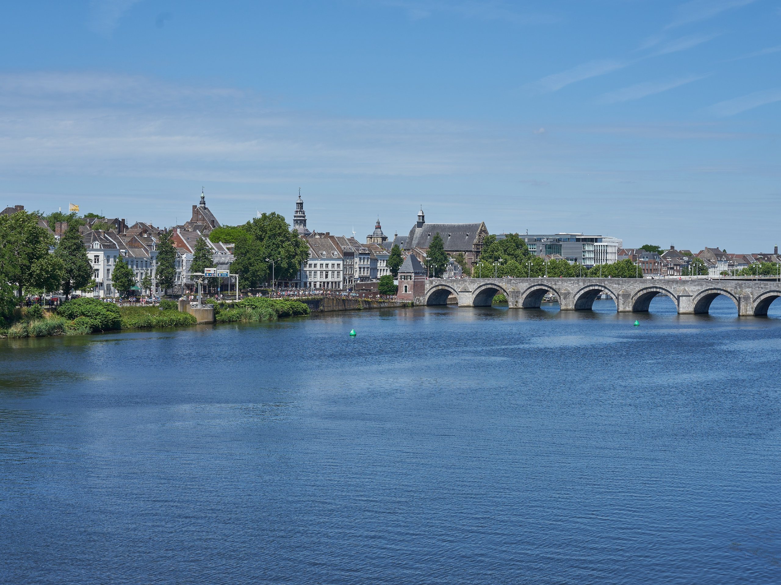 Wide river, crossed on Benilux biking tour