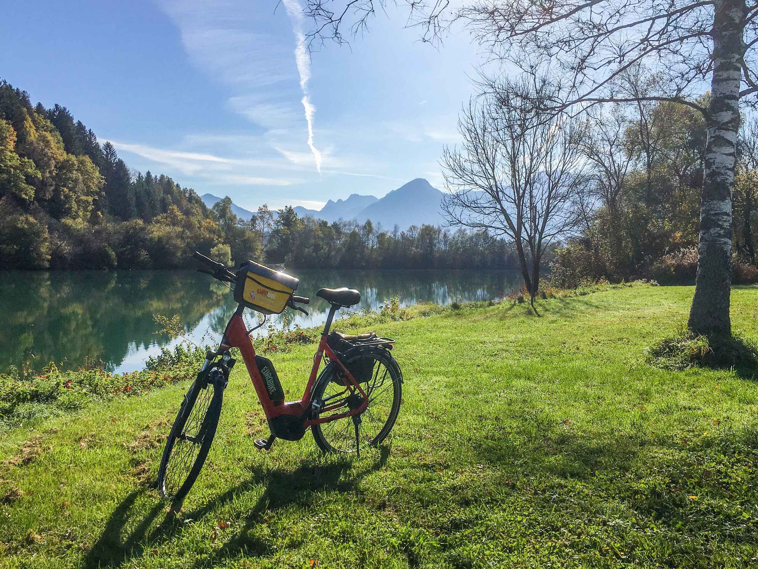 Bike parked near the river