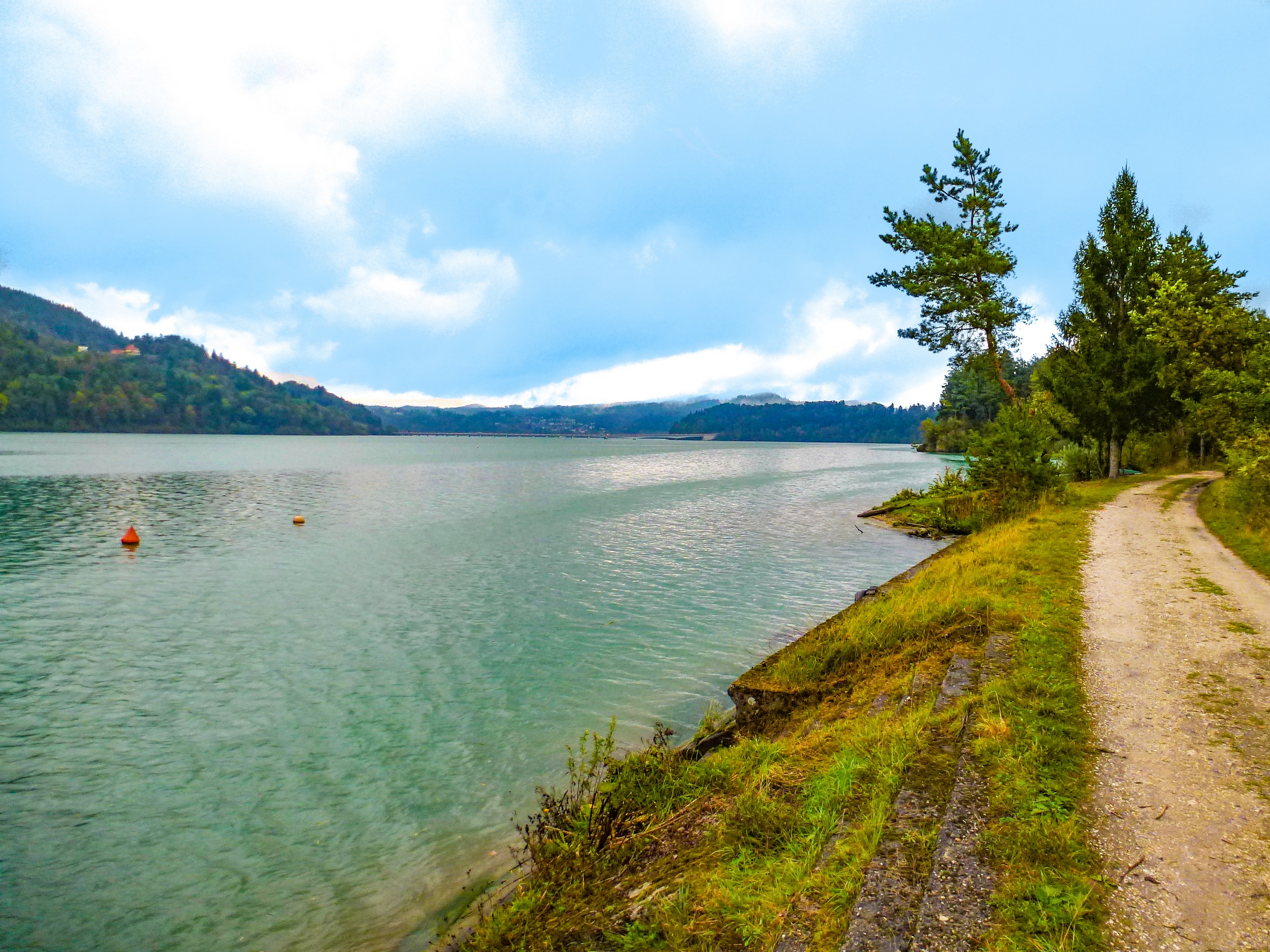 Biking along the Stausee in Austria