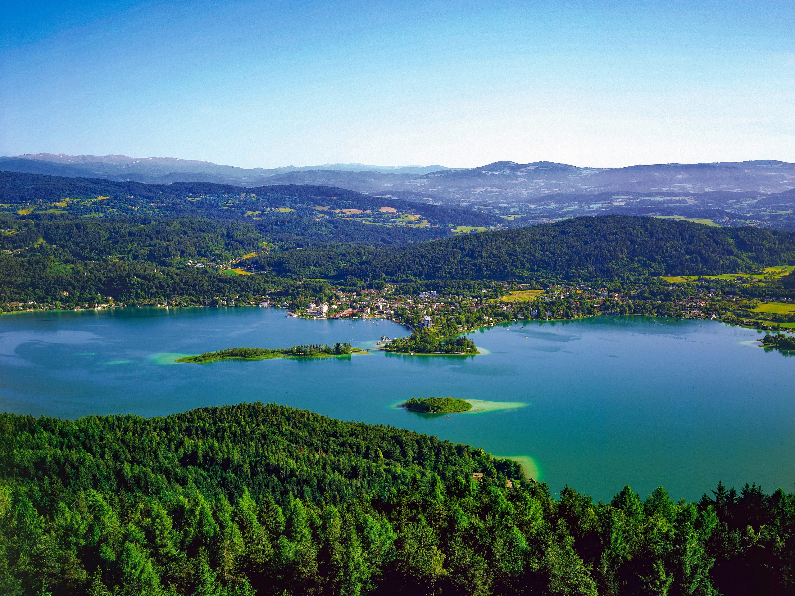 Woerthersee lake as seen from the above