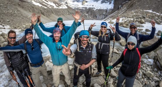Group of hikers posing with a guide on W Trek route