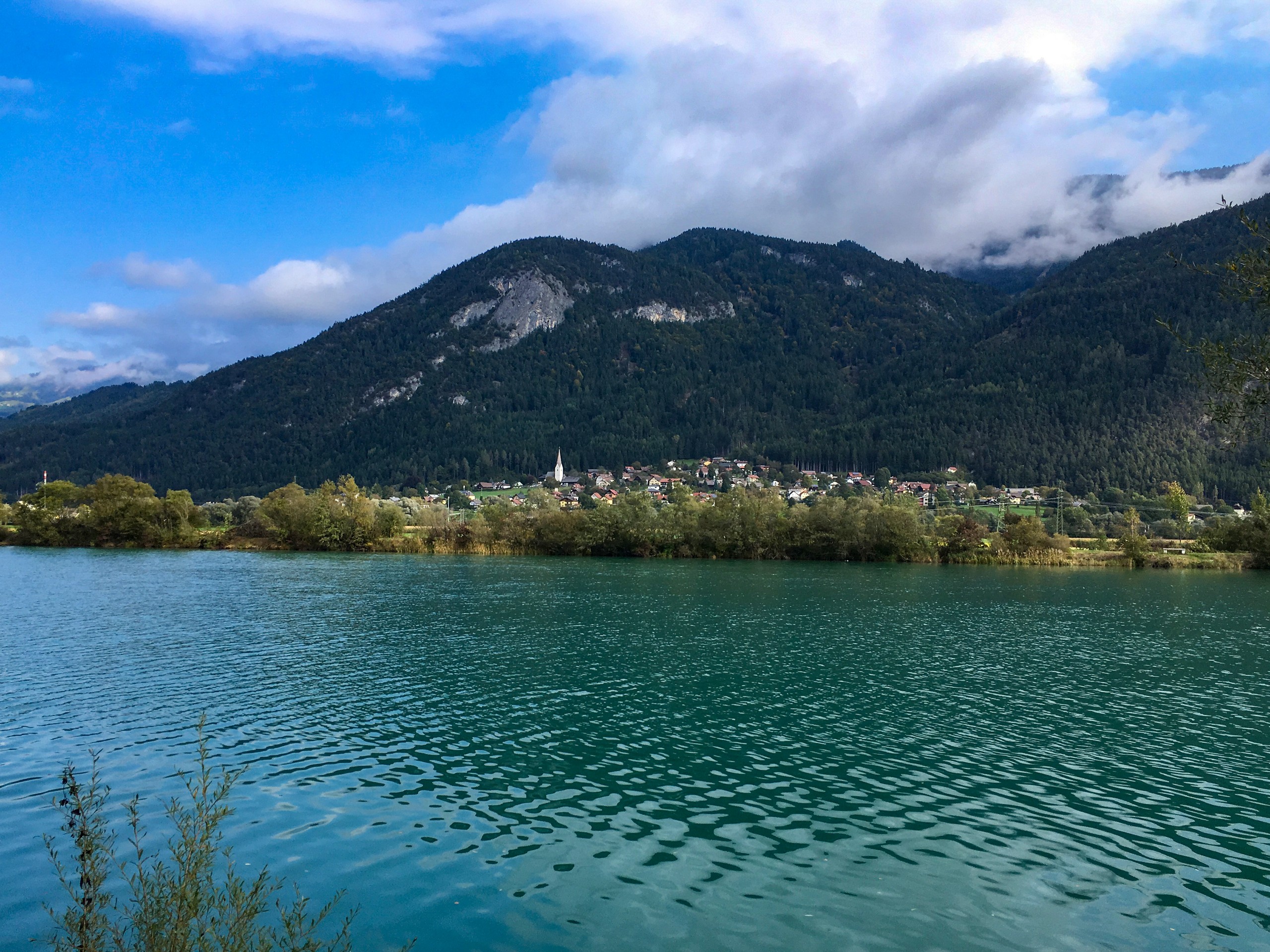 Small towns along the river on Drau Cycling path