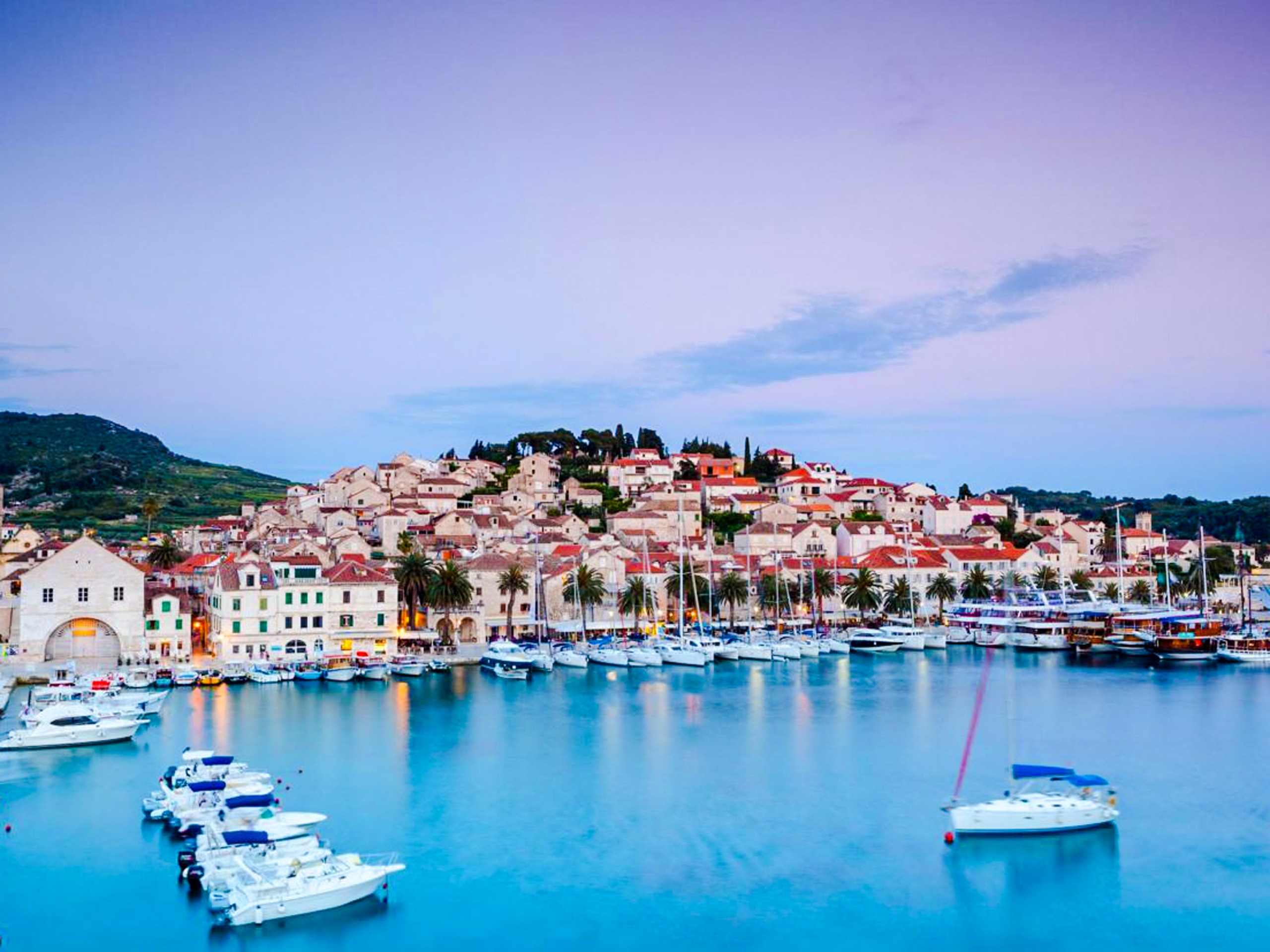 Walking near the port in Croatia