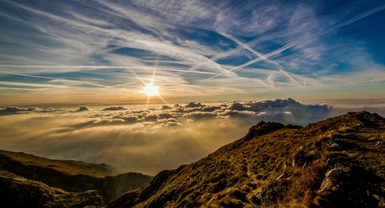 Amazing sunrise in Slovenia mountains