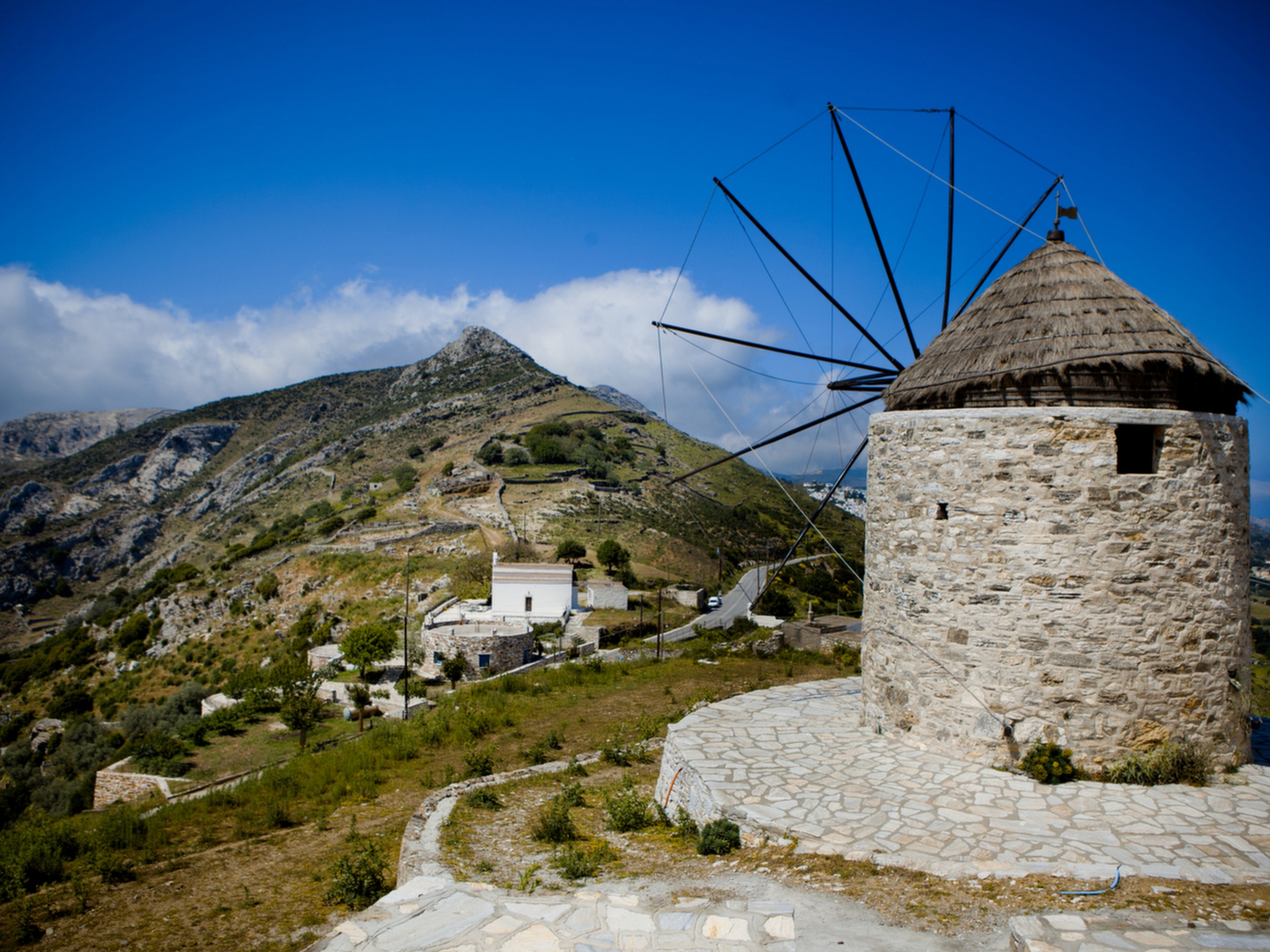Old windmill in one of the Cyclades Islands in Greece