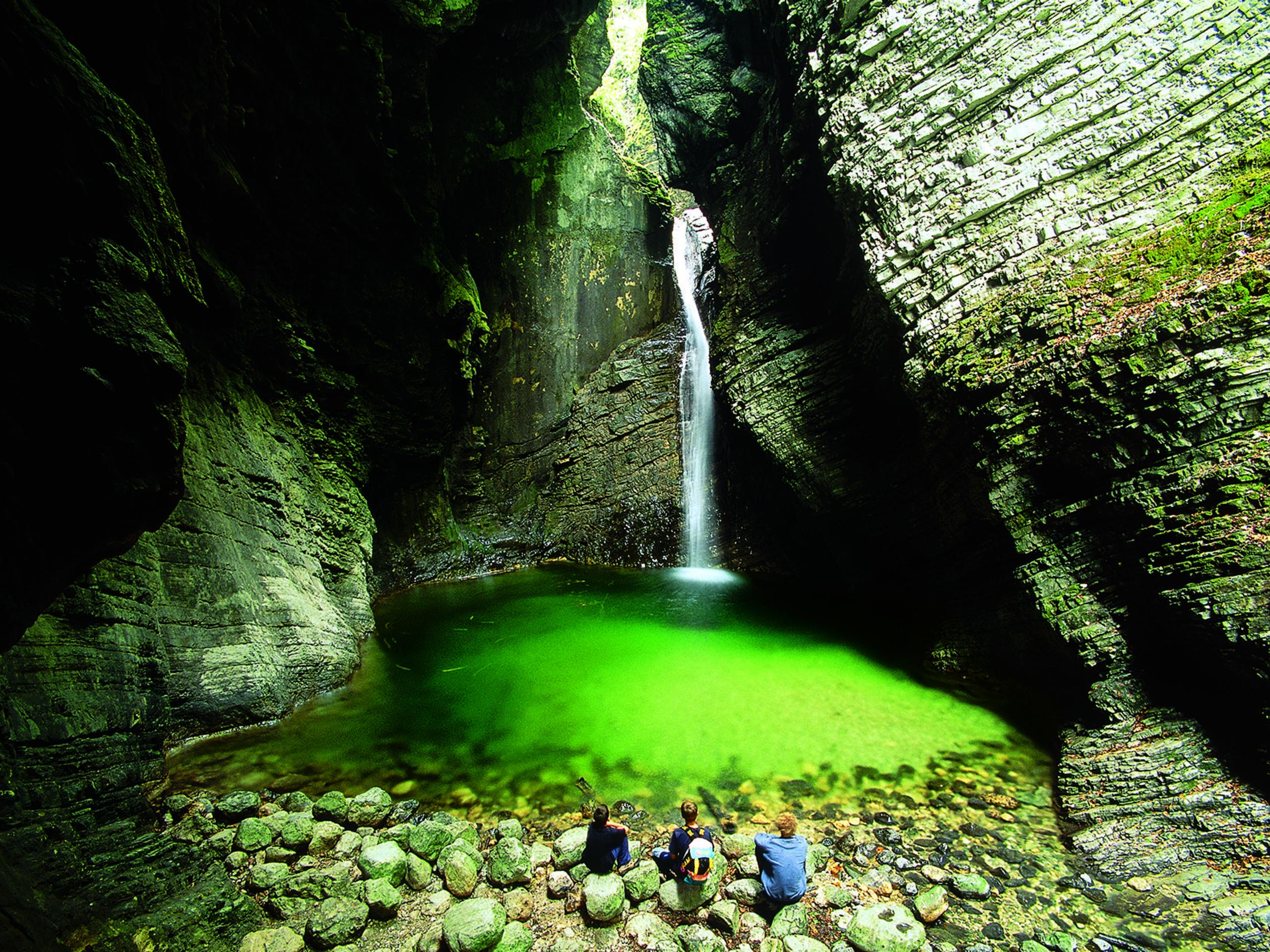 Hidden waterfall in Slovenia
