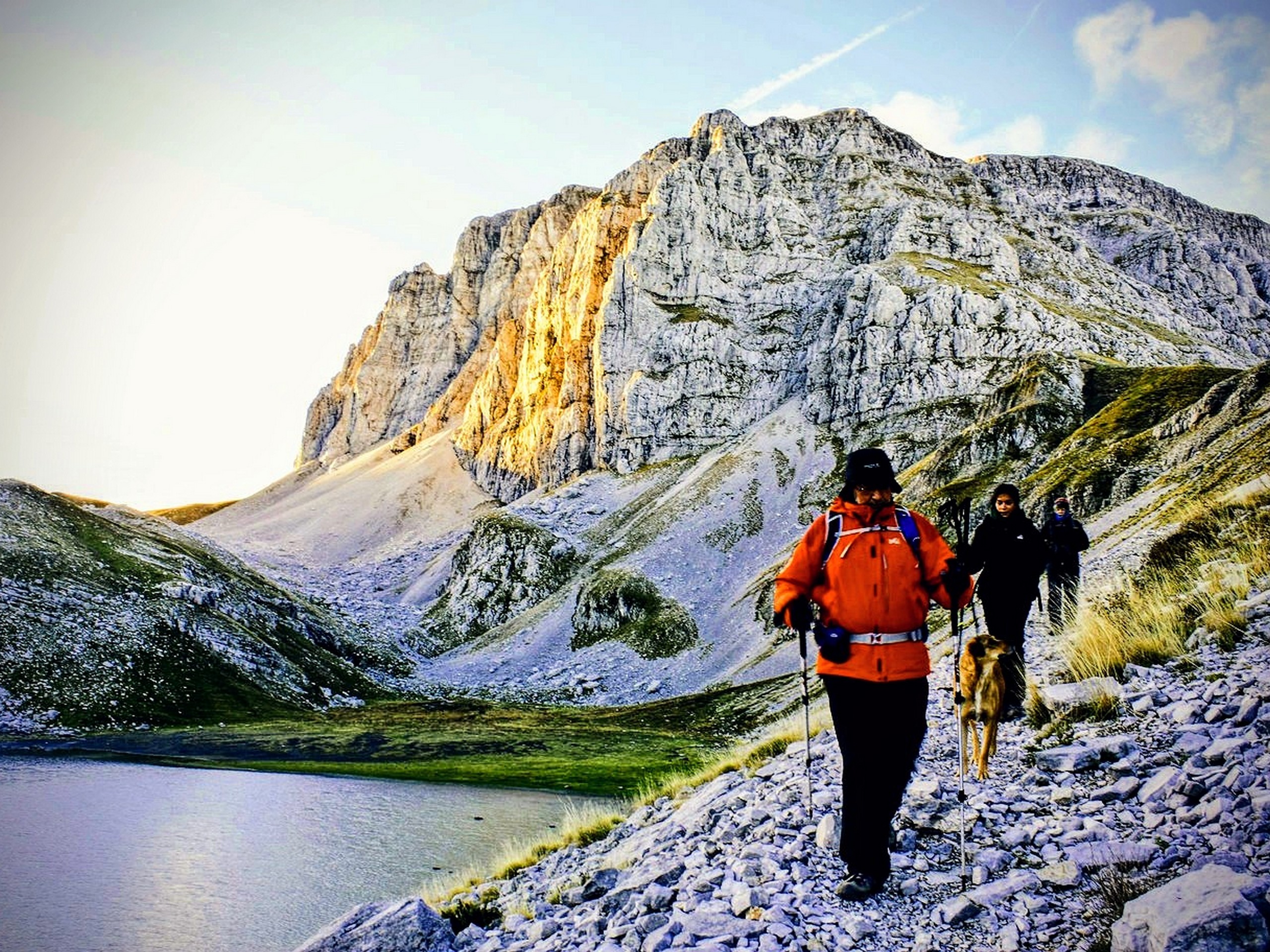 Hikers walking in Zagori region in Greece