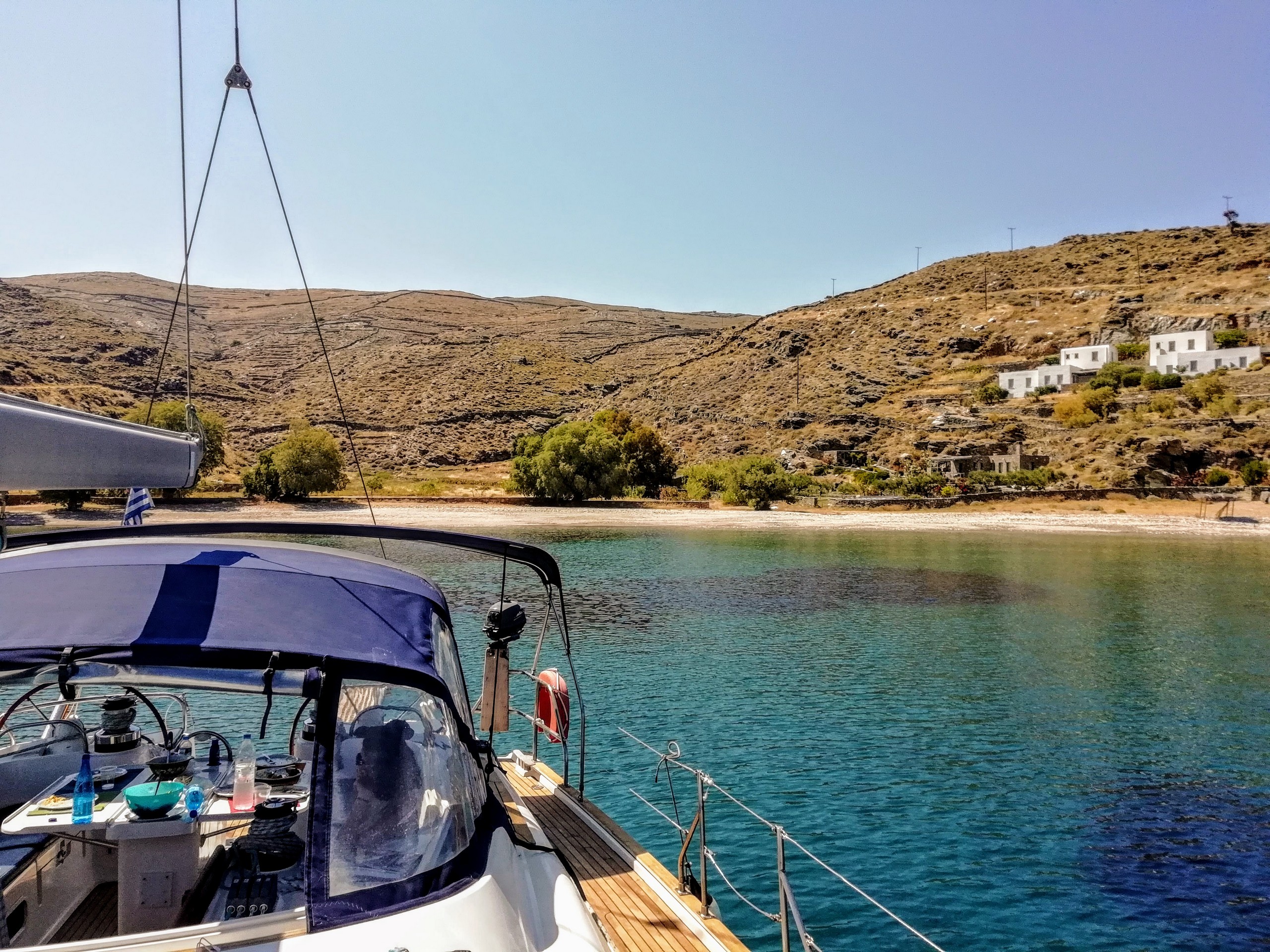 Kythnos shoreline as seen from the sailing boat