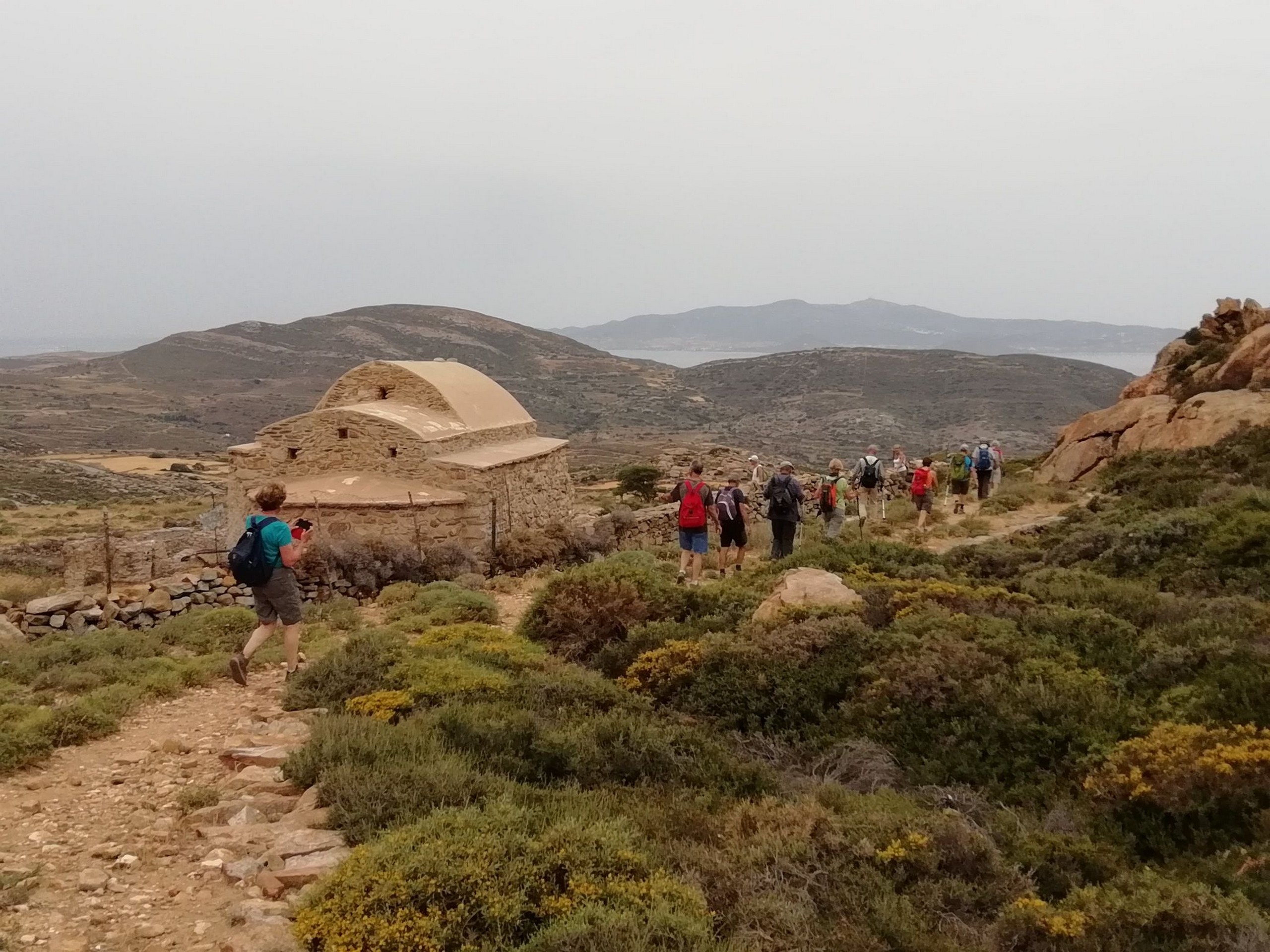 Group of hikers enjoying the outdoors in Greece