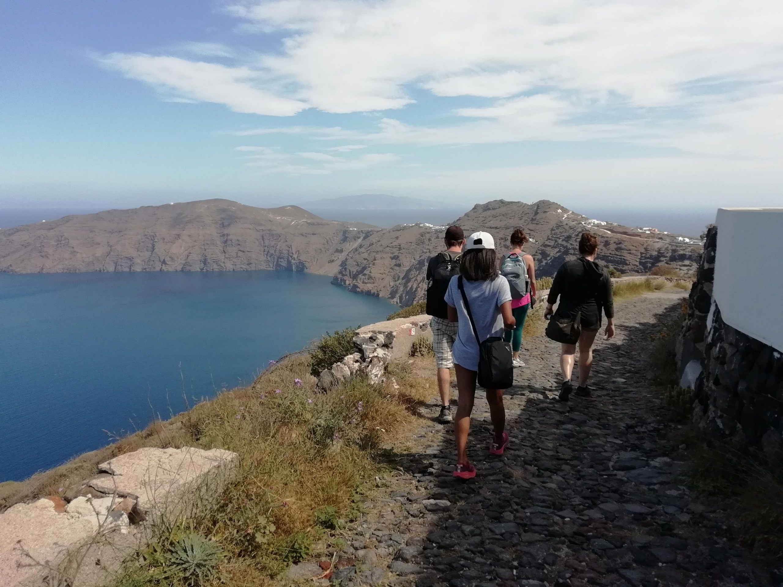 Walking on the scenic path in Greece Island