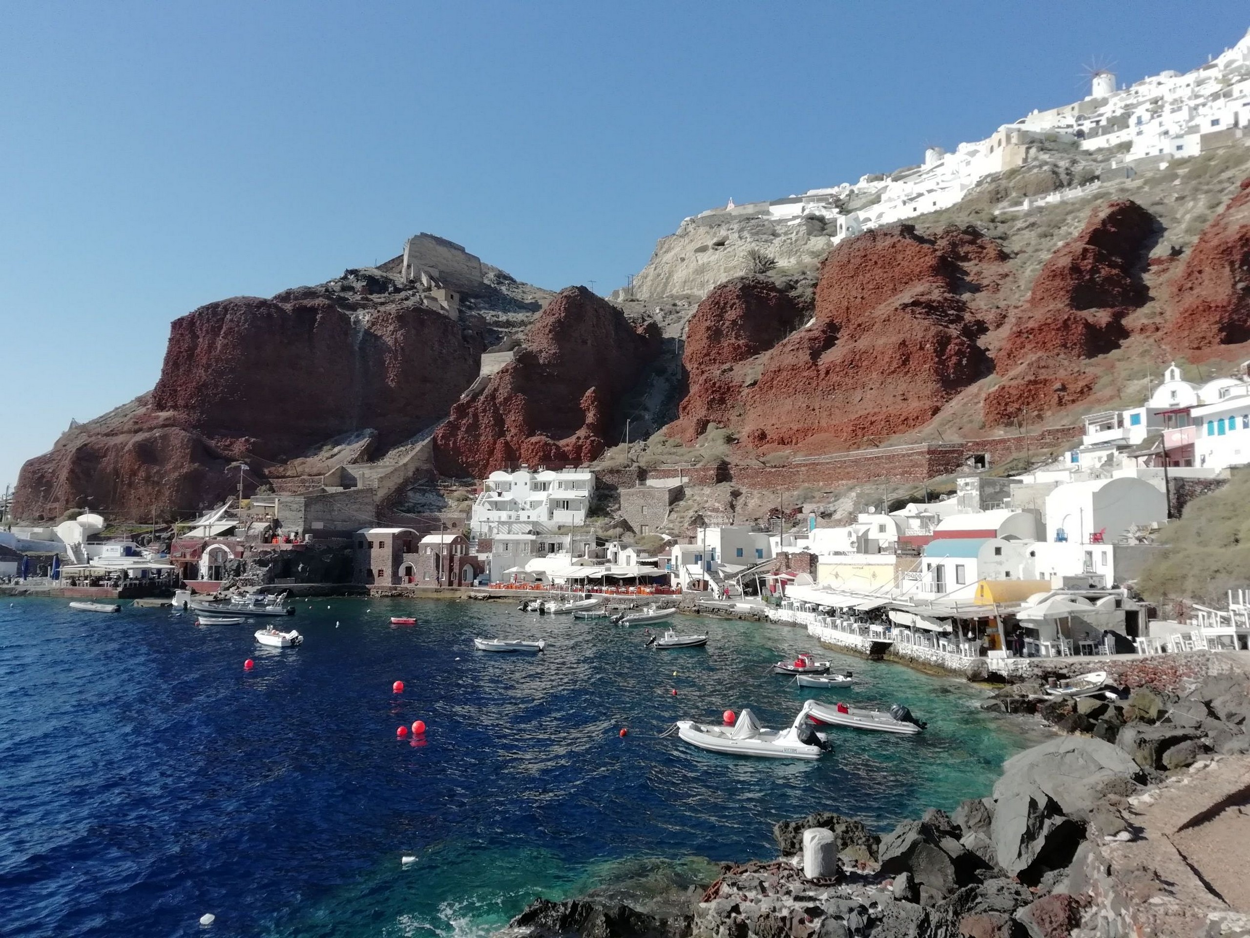 Beautiful white vilage on the shores of Greece