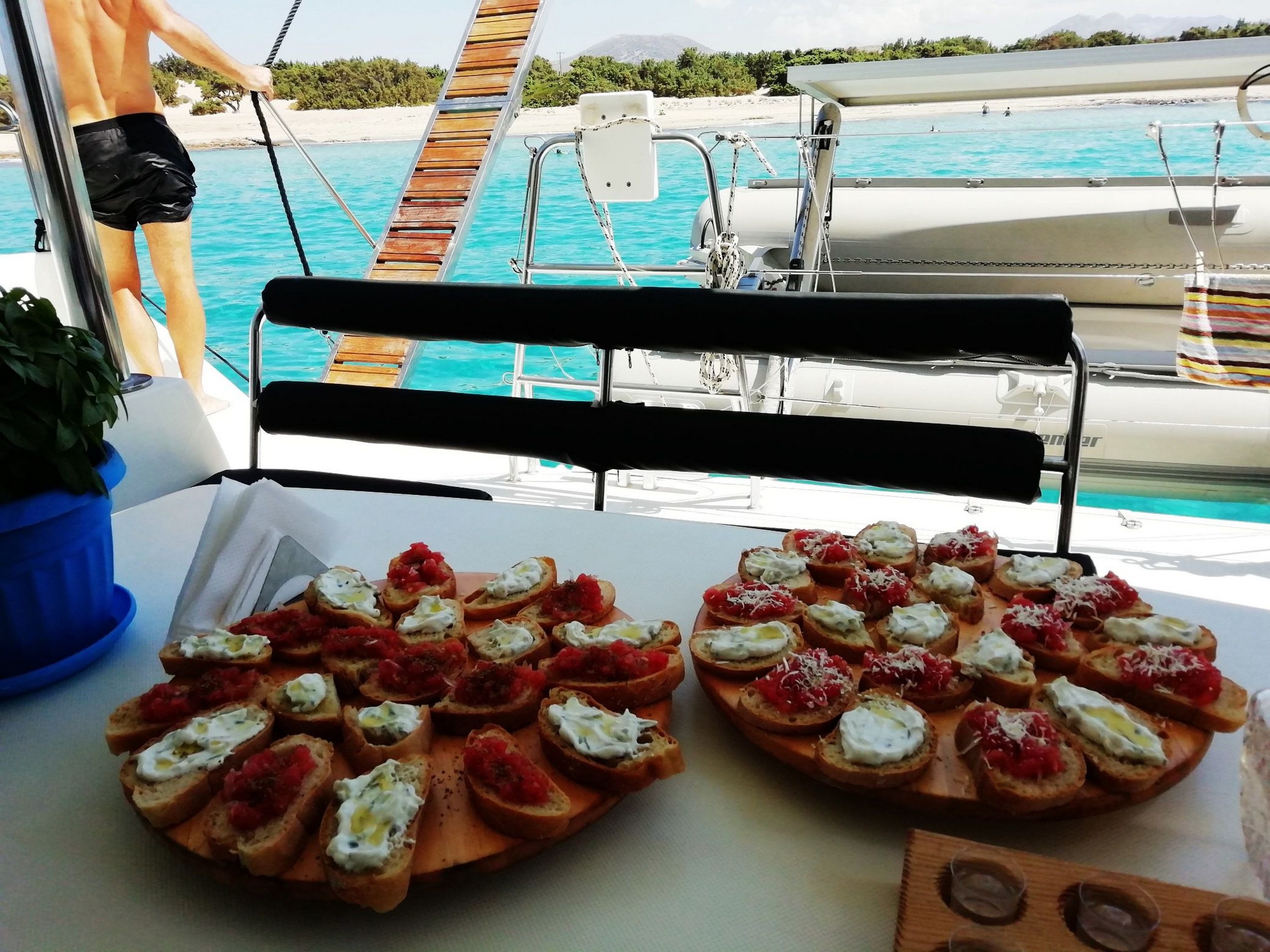 Lunch time while sailing in Greece