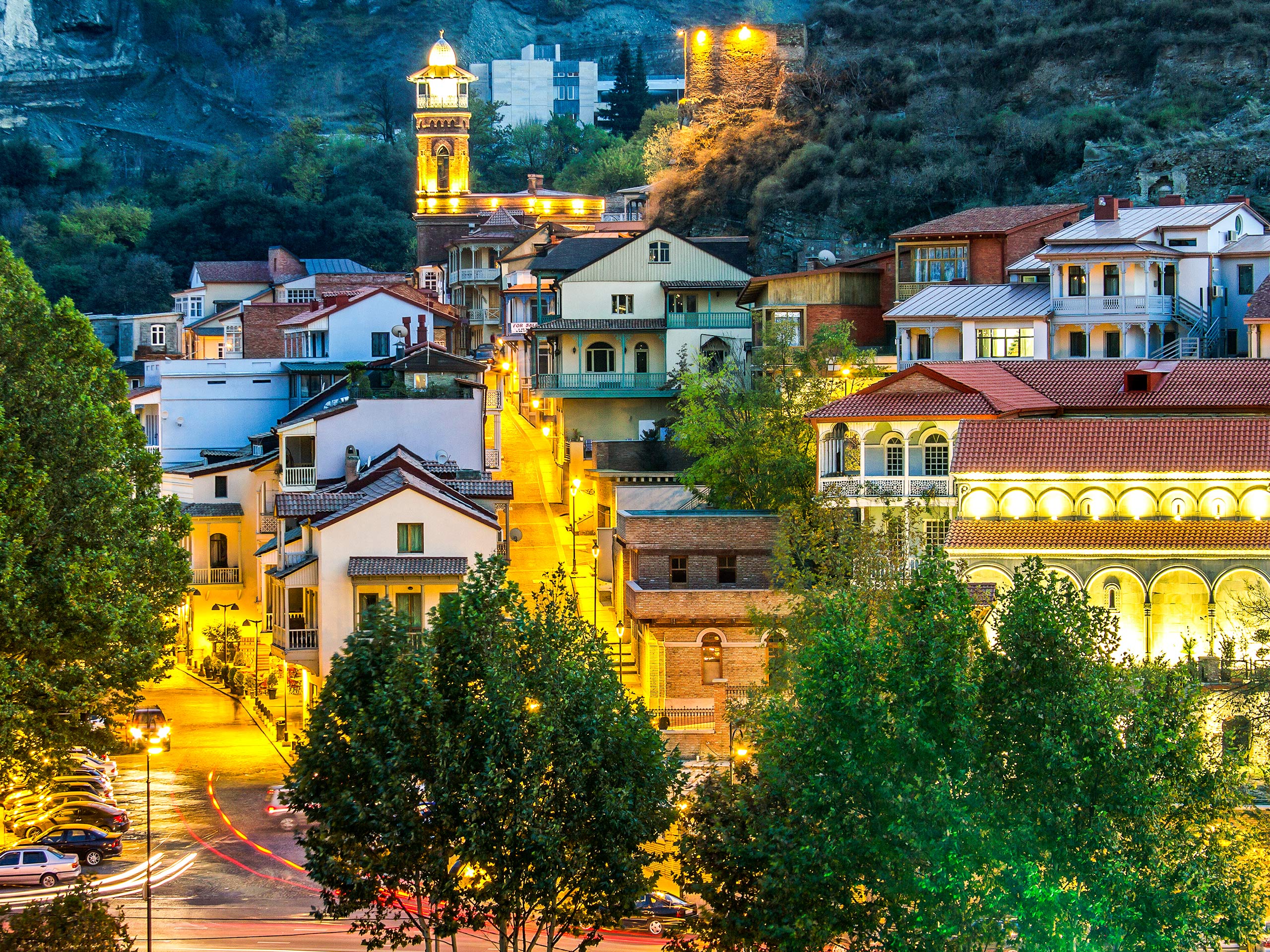 Tbilisi Old town night view