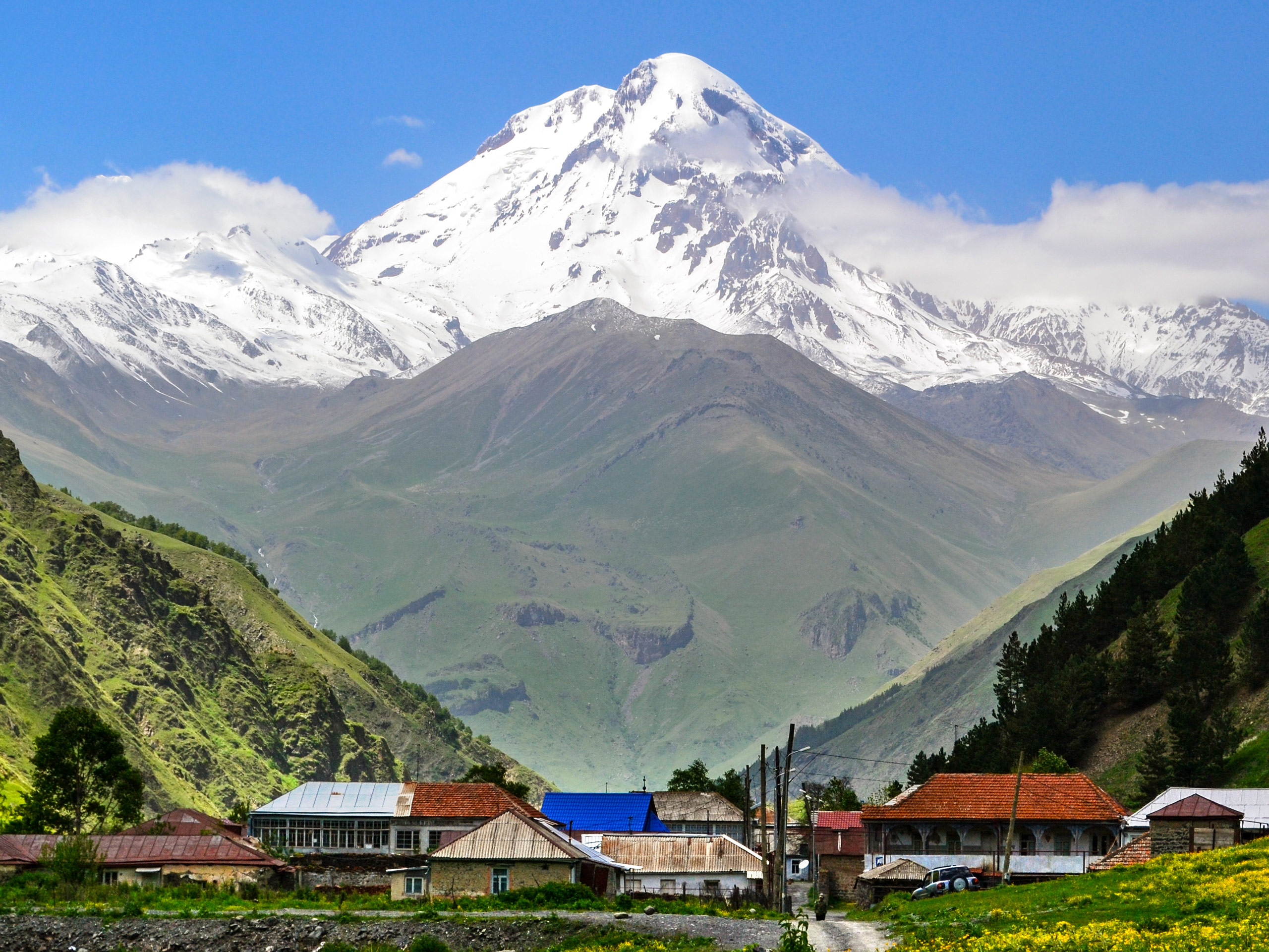 View of the Sno Valley and Kazbek mountain