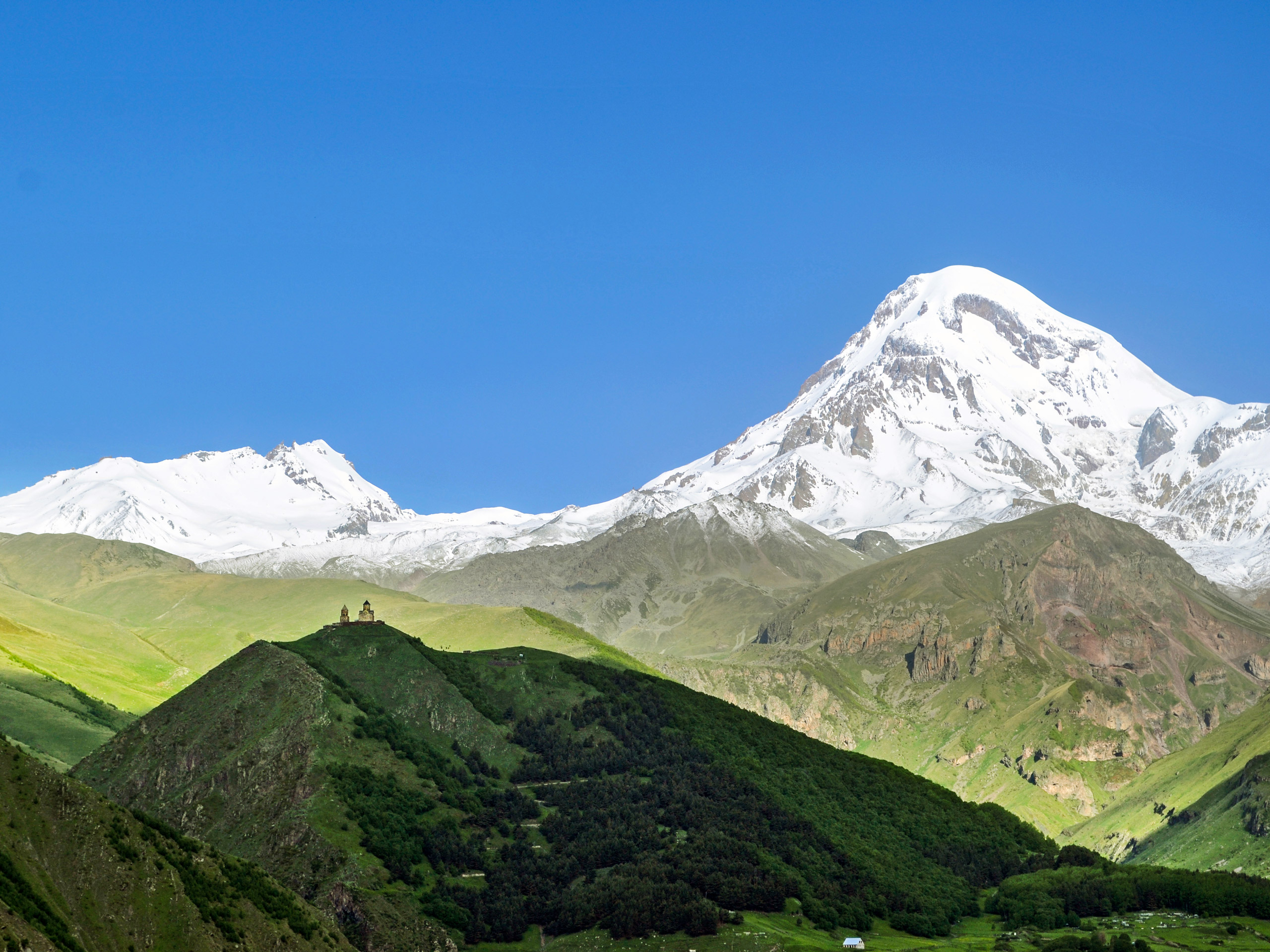 Kazbek mountain panoramic view