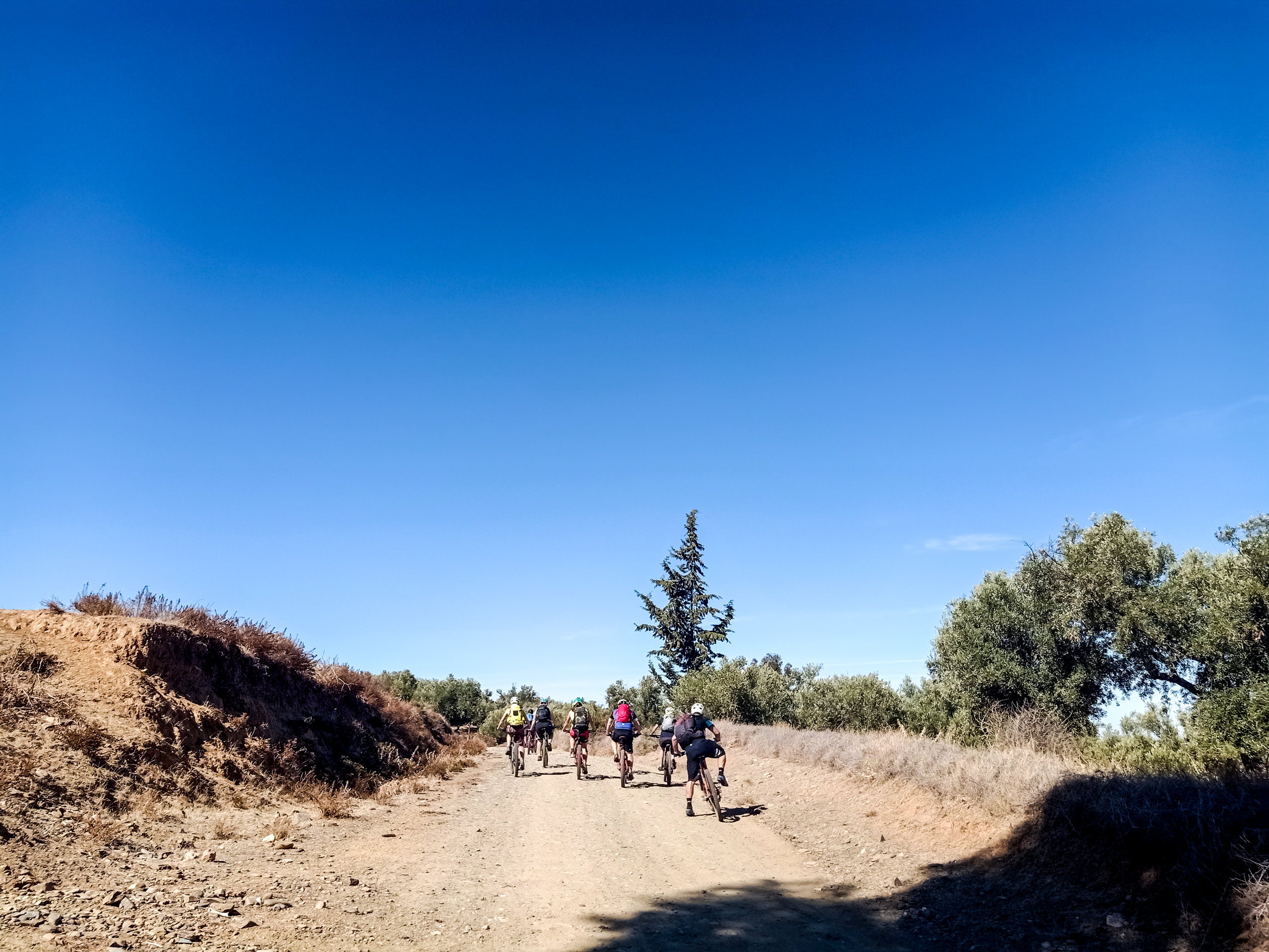 Cycling on the dessert road in Morocco