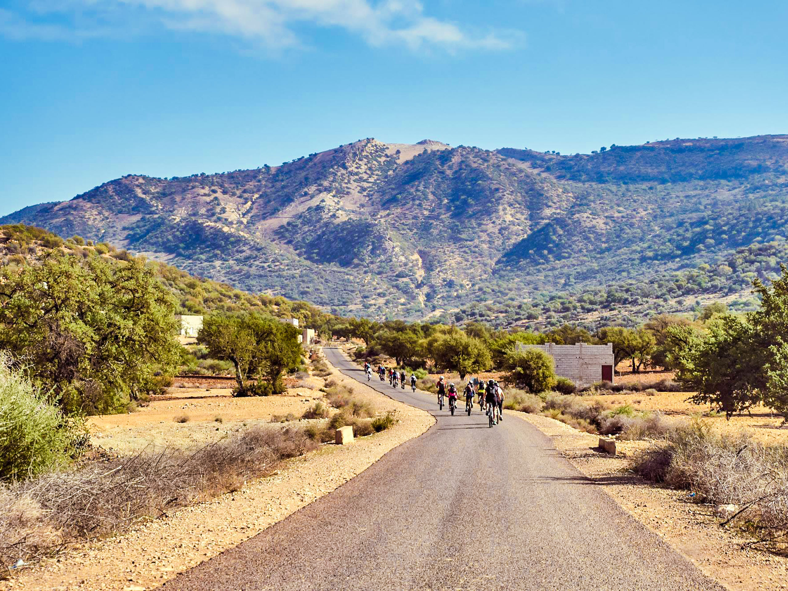 Biking on a desert road