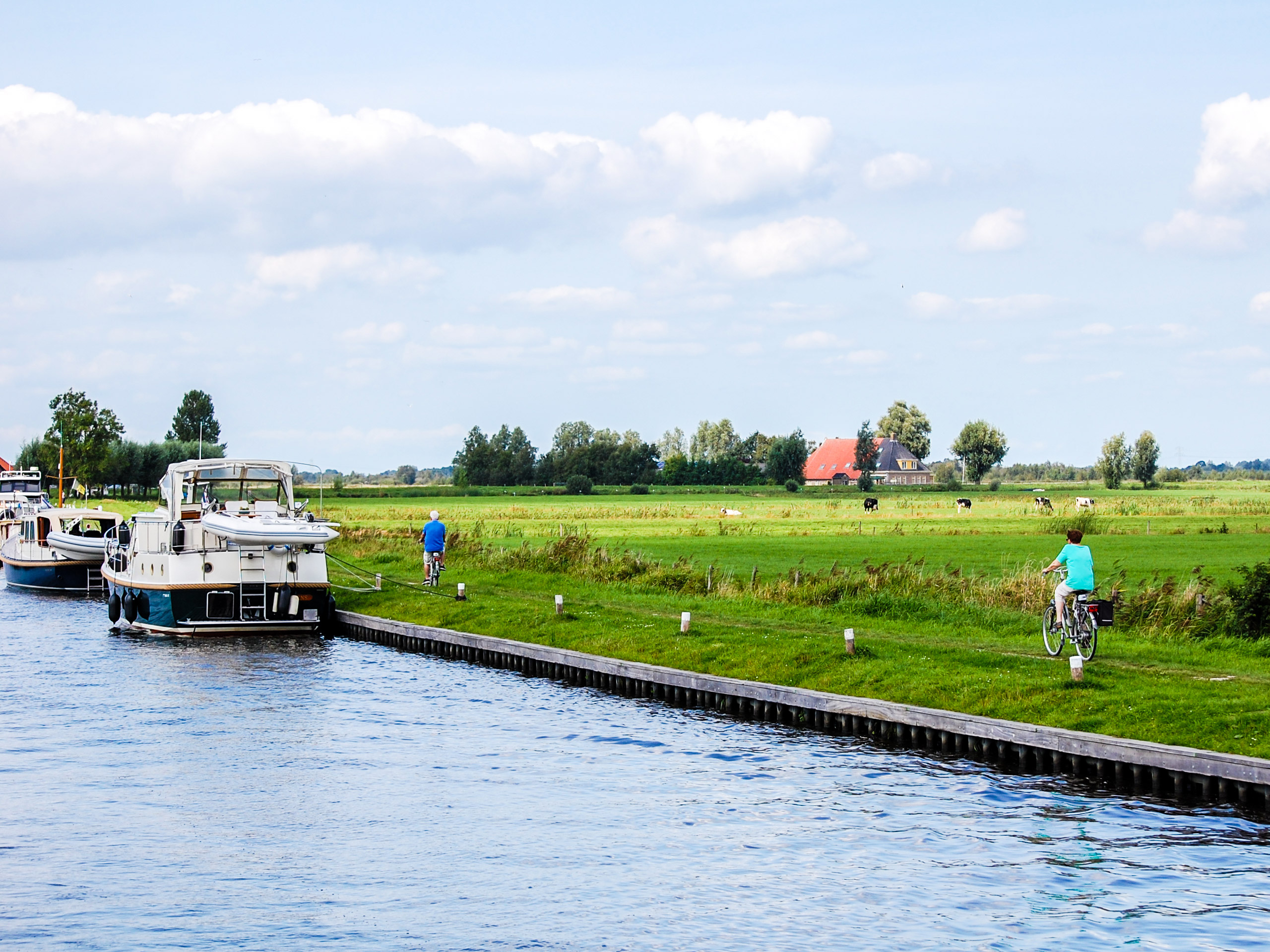 Boats on the river in Friesland