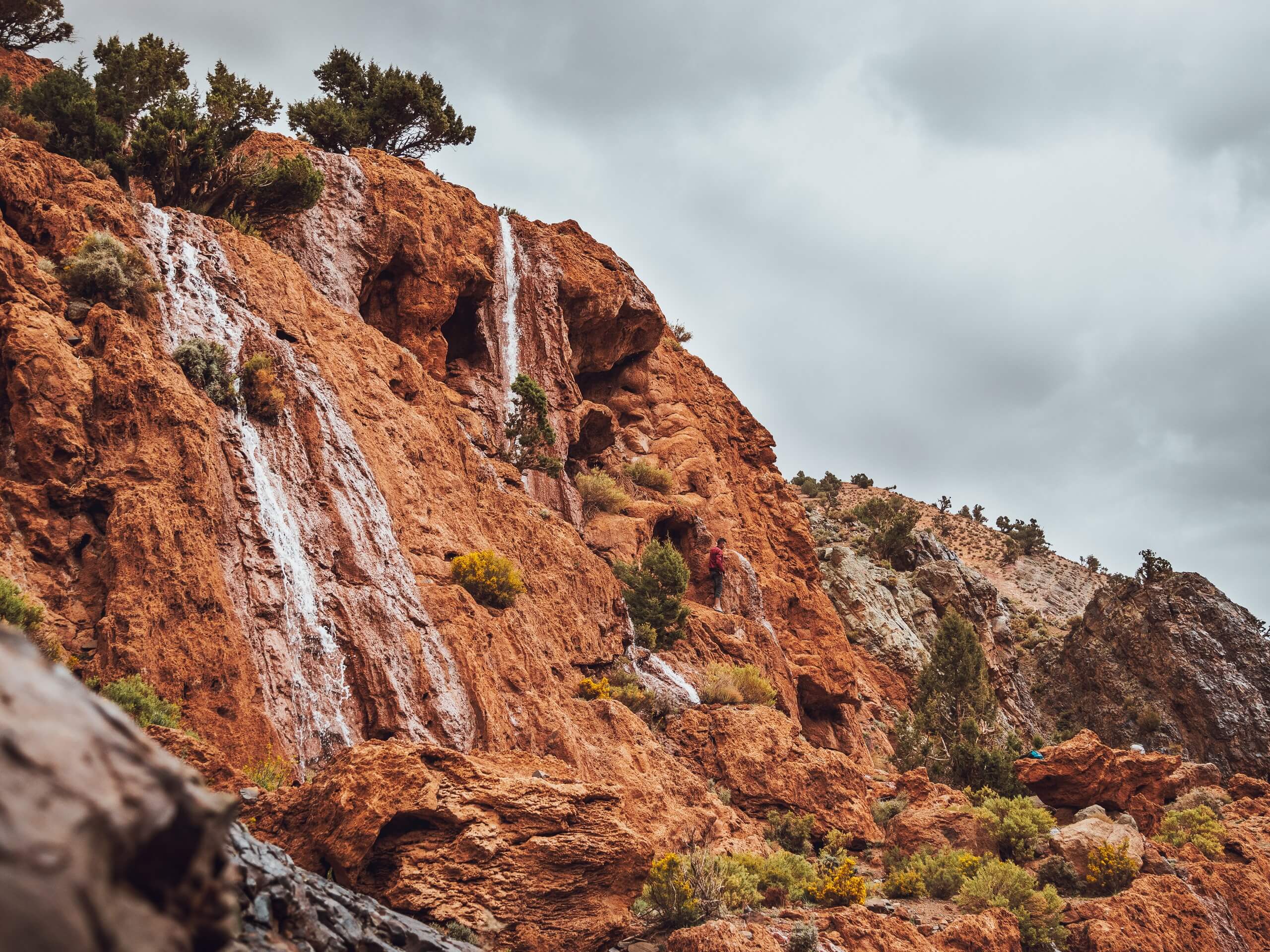 Beautiful waterfalls in Mgoun Canyon, Morocco