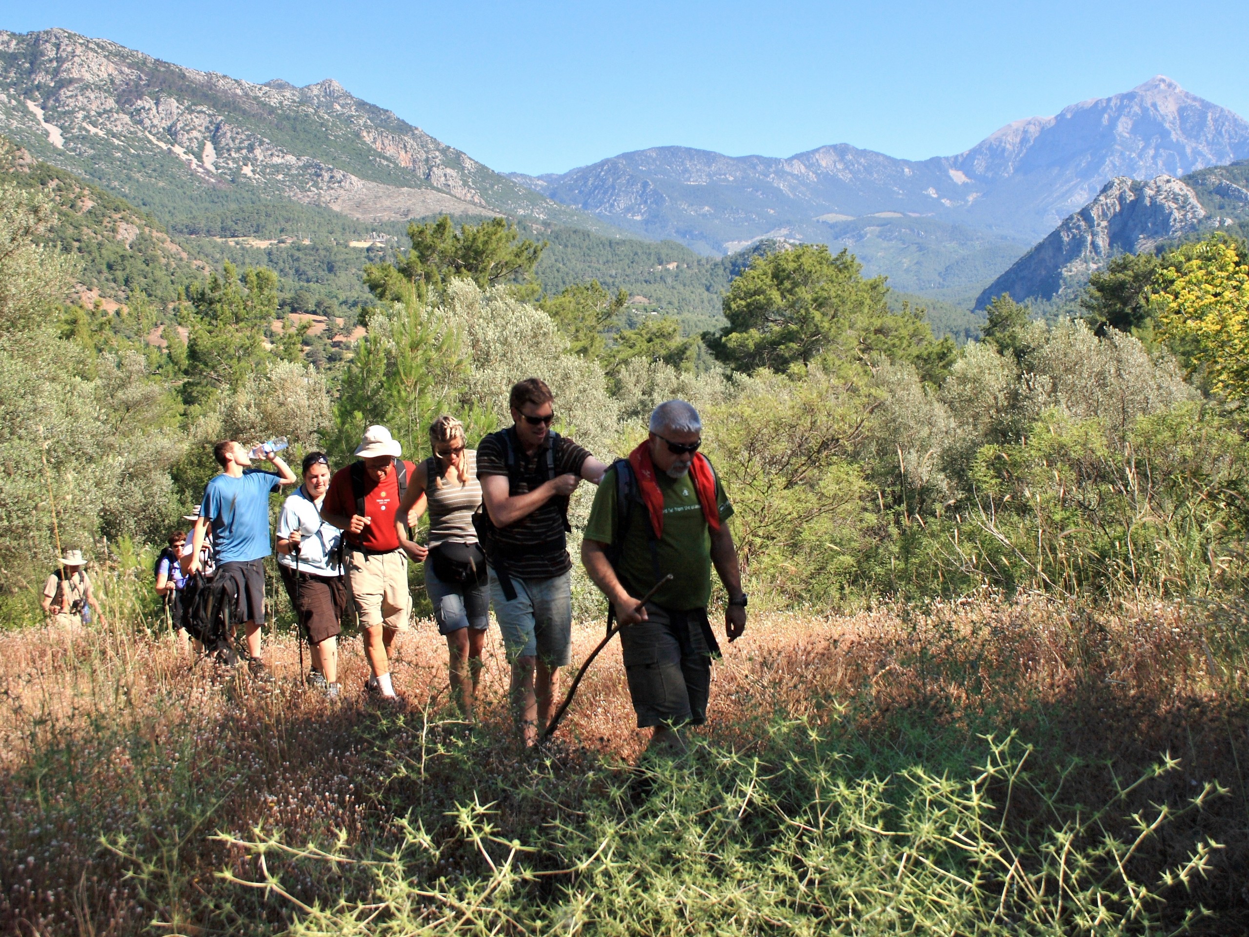 Group of hikers on a guided tour in Lycia, Turkey
